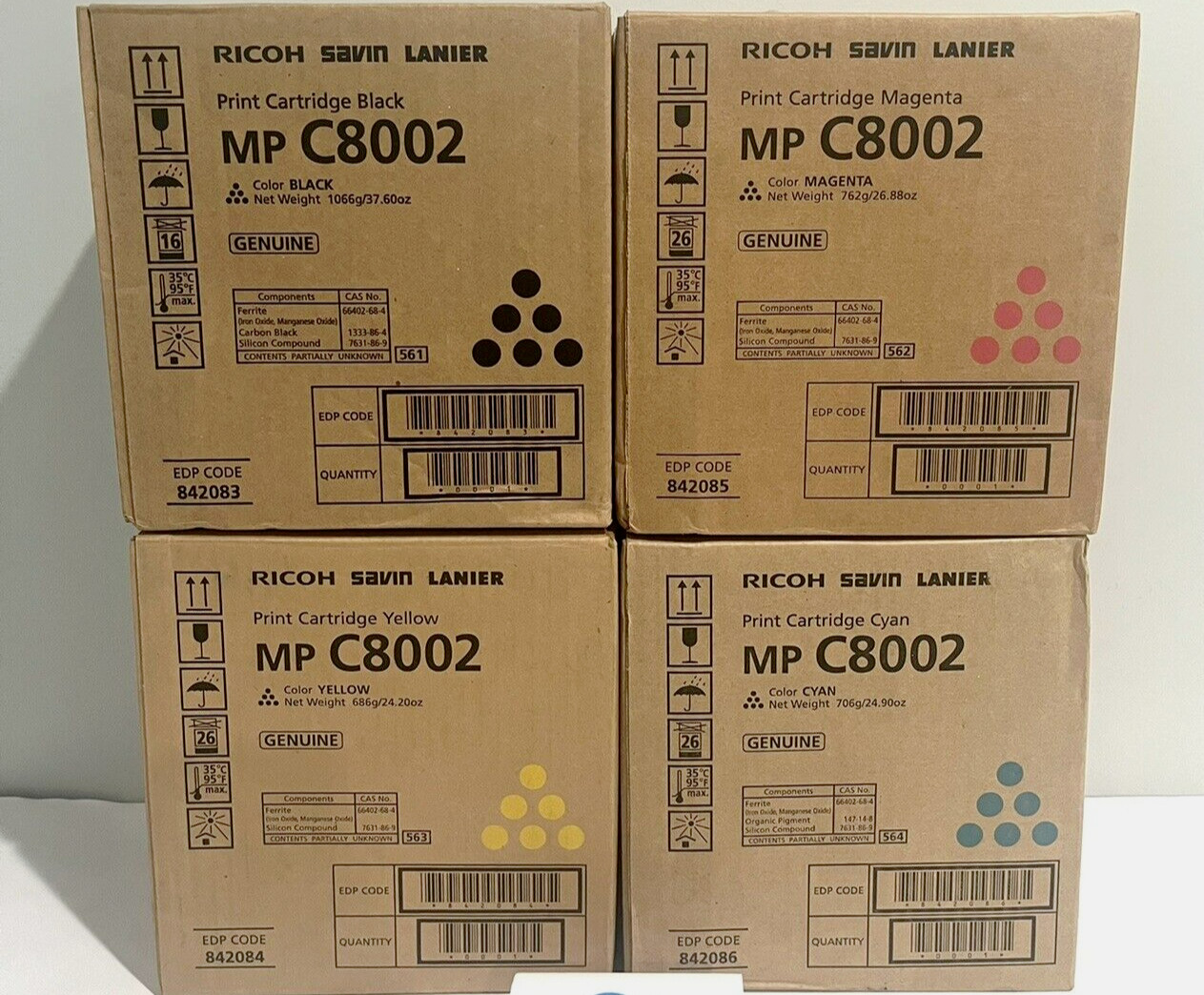 Ricoh MP C8002 KYMC Toner Set  EDP 842083 842084 842085 842086 C6502SP/MP C8002S