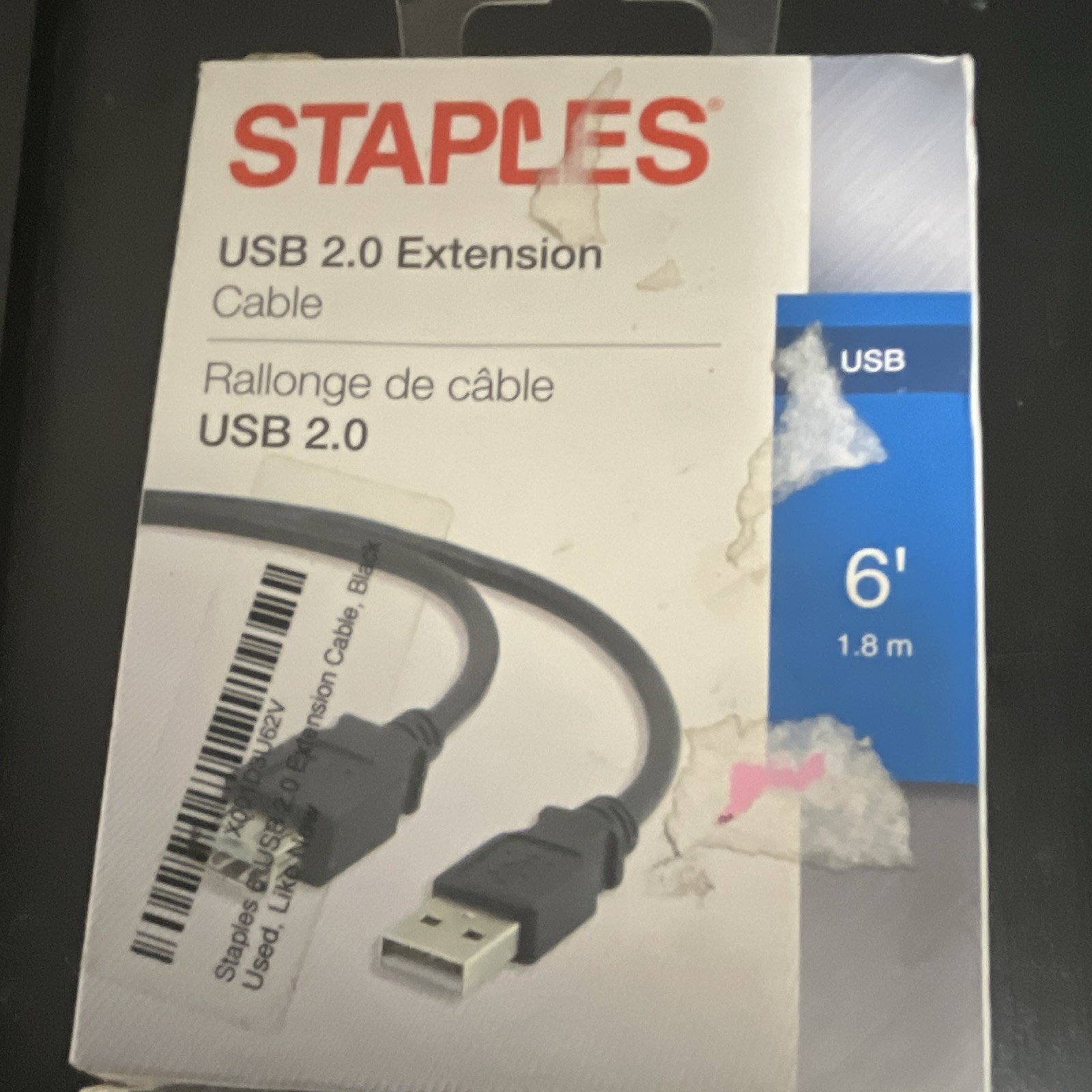 Staples USB 2.0 Extension Cable USB-A Male to USB-A Female 6 ft Black