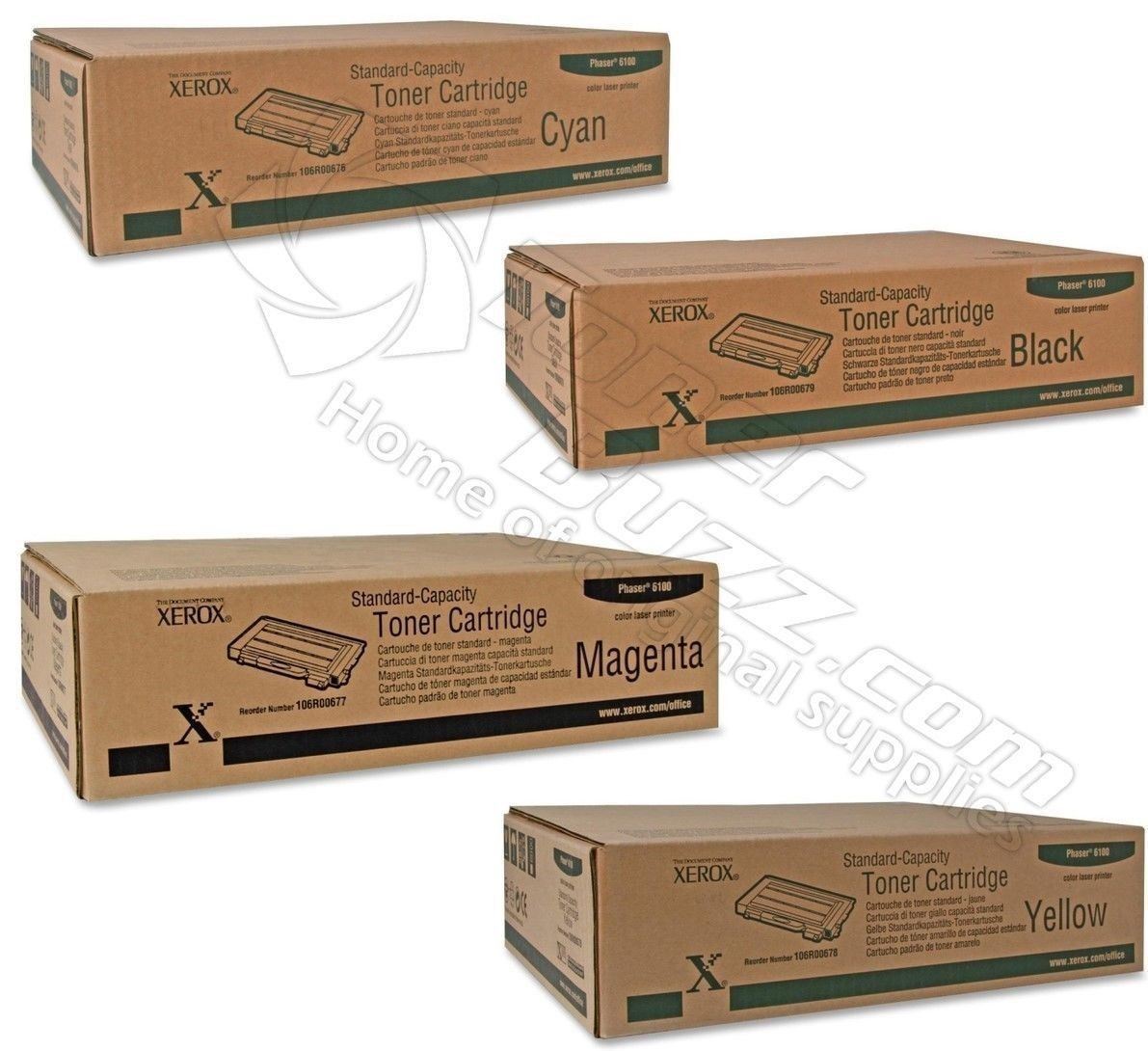 NEW Set 4 Genuine NIB Xerox 106R00676 106R00677 106R00678 106R00679 6100 Toners 