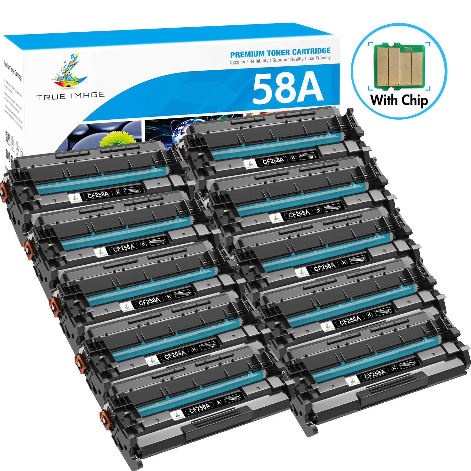 10x CF258A 58A Toner Compatible With HP Laserjet Pro M404dn MFP M428dw With Chip