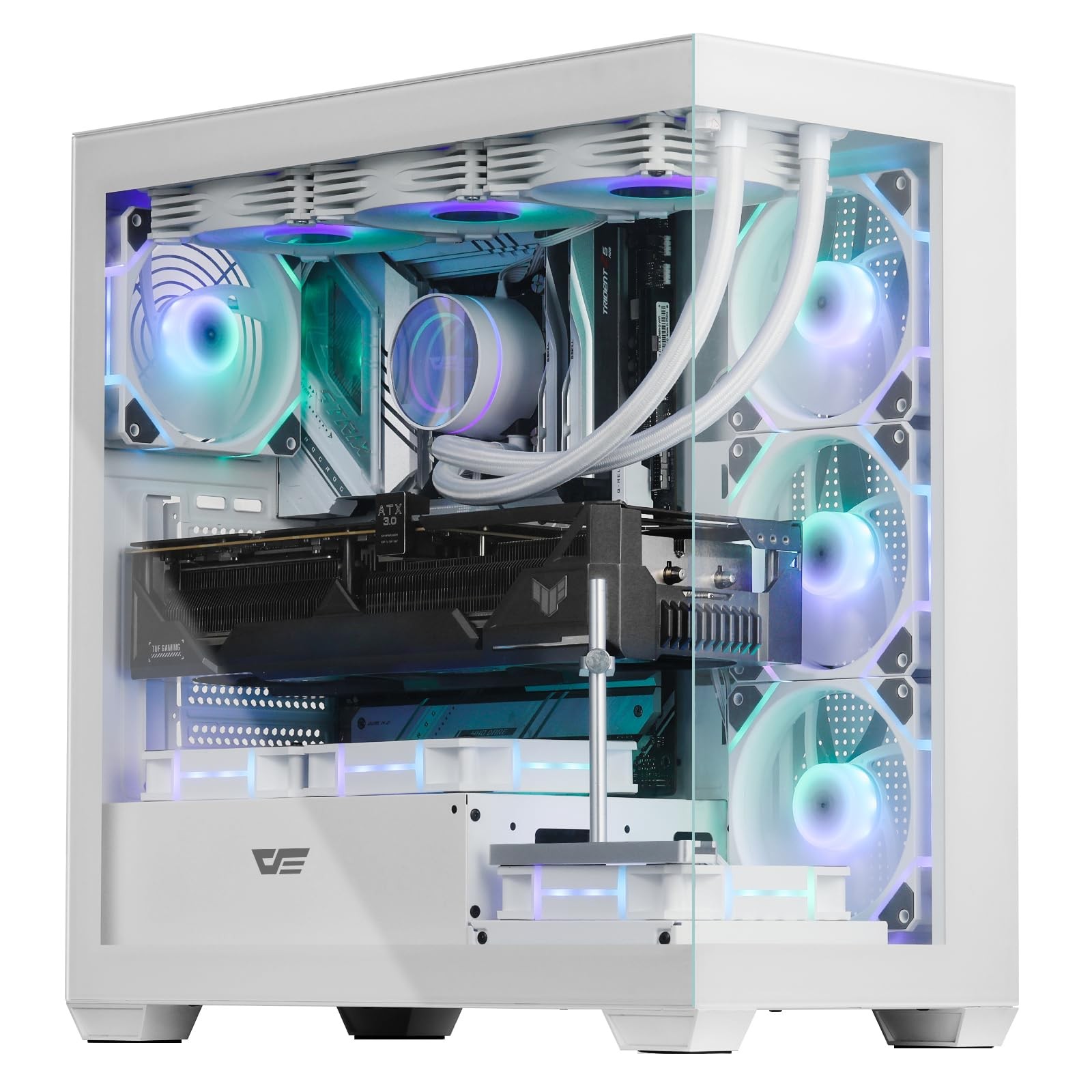 darkFlash ATX Mid-Tower PC Case, Pre-Install 4 PWM ARGB Fans Computer Case, F...