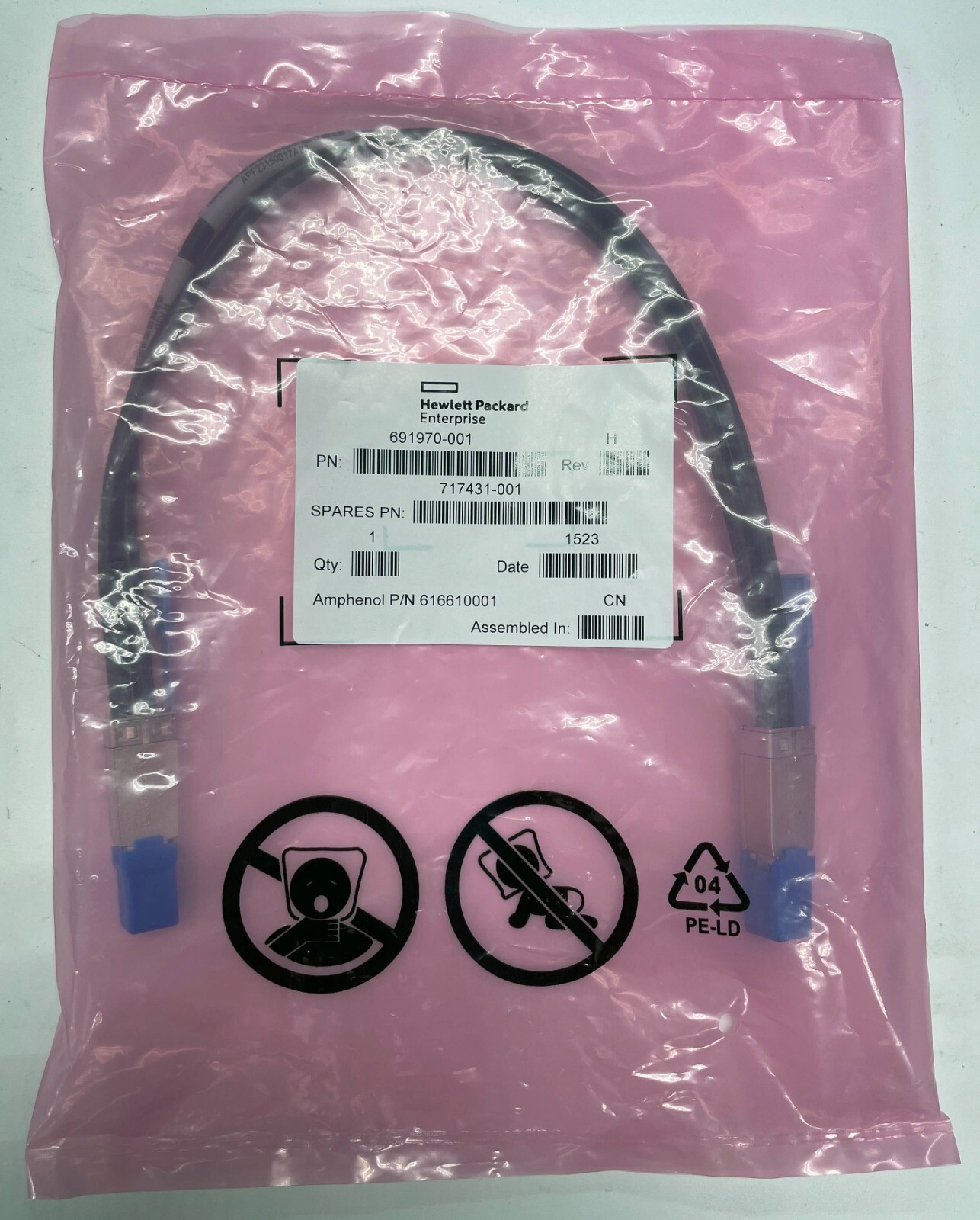 HPE EXTERNAL 0.5M Mini SAS - Mini SAS Cable 717431-001 691968-B21 691970-001 NEW