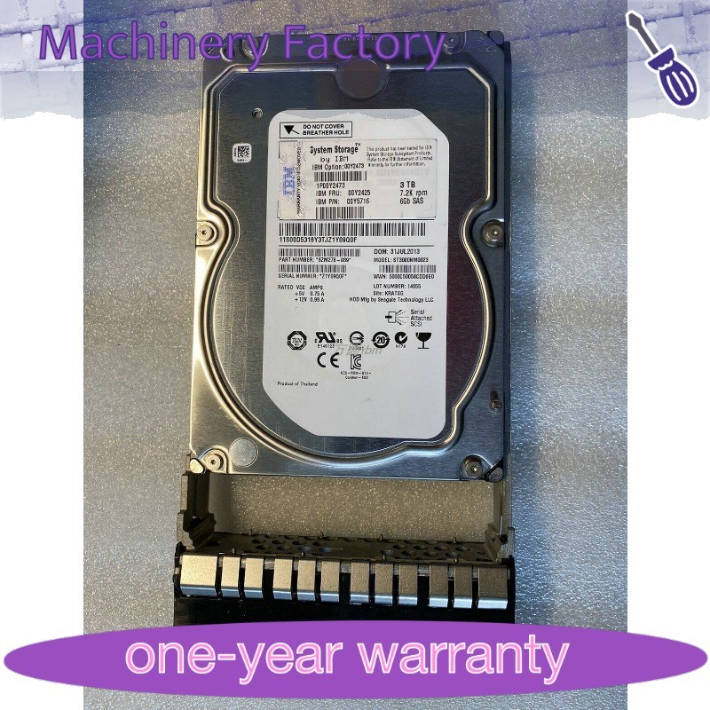 IBM 00Y2473 00Y2425 00MJ127 3TB SAS 3.5" 7.2K 6G/s HARD DRIVE FOR V3500 V3700