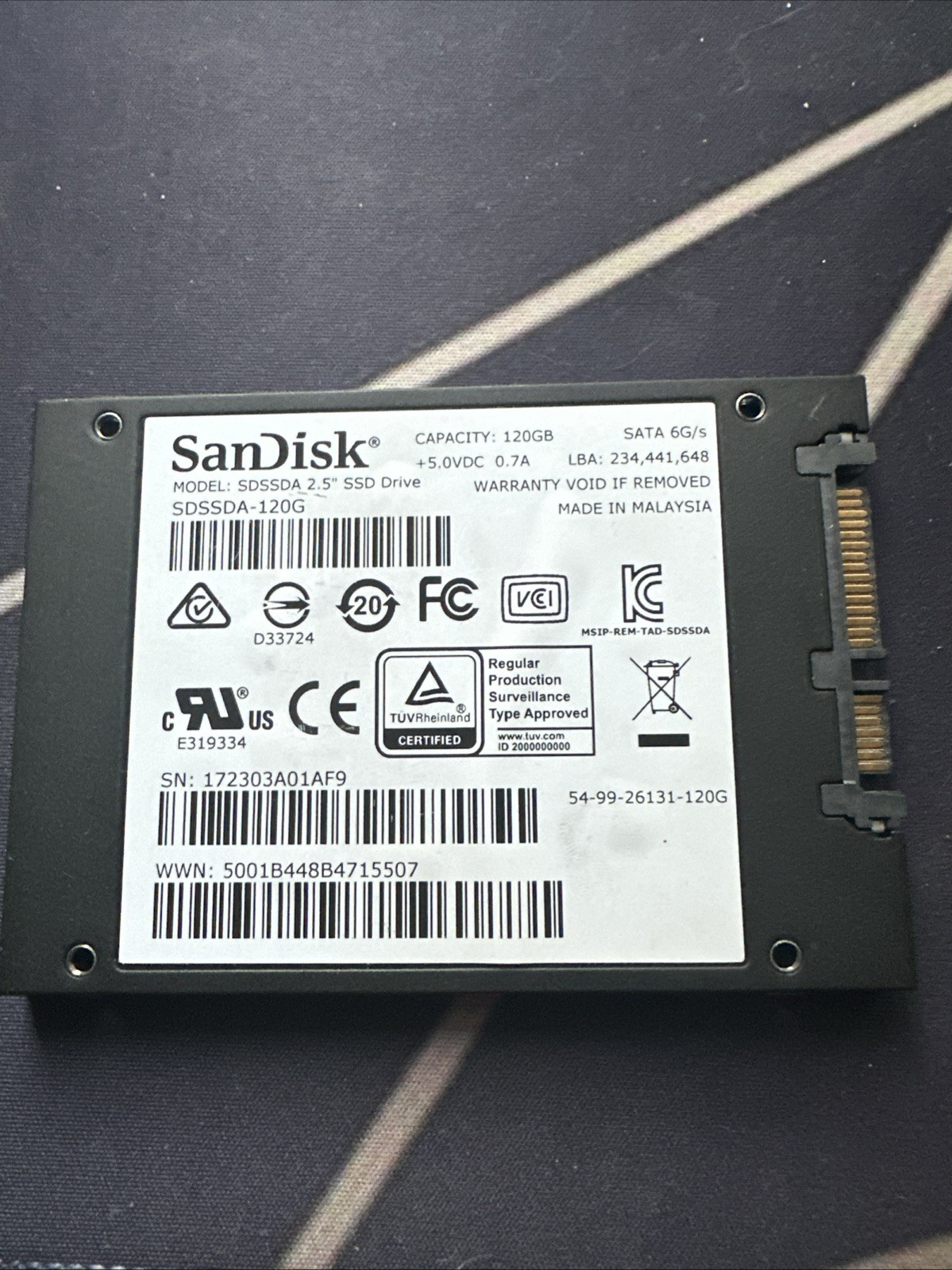 120GB SSD Solid State 2.5" SATA SanDisk SDSSDA120G | TESTED | GRADE A