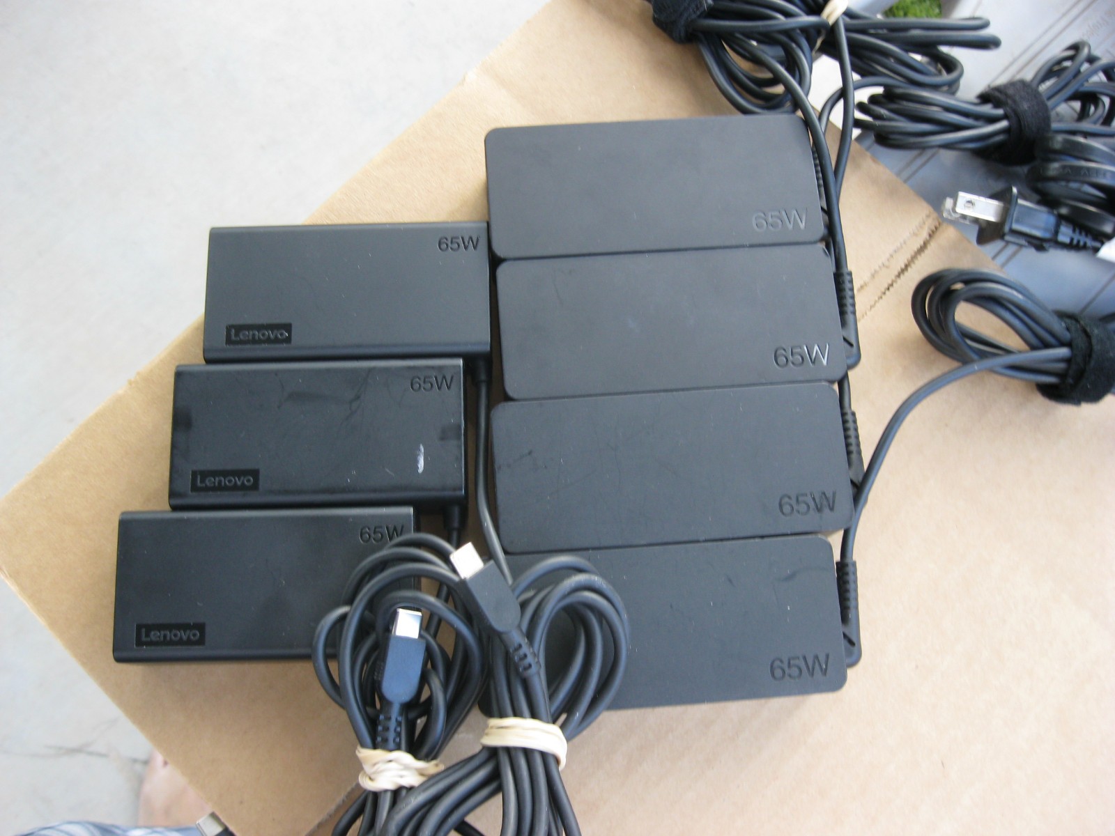 Lot of 7 - Genuine Lenovo USB C Power AC Adapter Charger 65W  - 