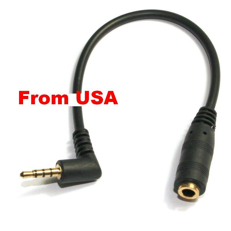 2X Stereo Jack Cables 12 Inch TRRS 4-Pole 3.5mm Male Right Angle To Female Audio