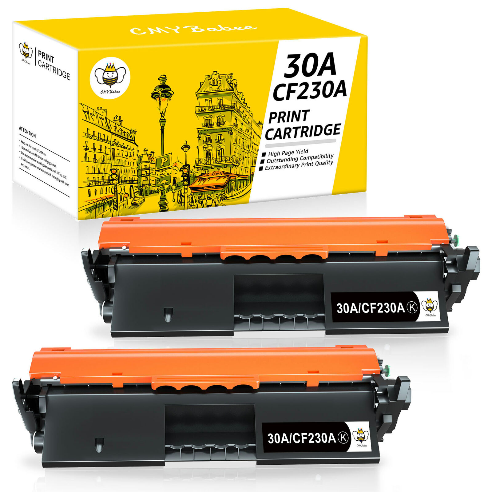 2PK CF230A 30A Toner Cartridges for HP LaserJet Pro MFP M227fdn M227sdn W/Chip