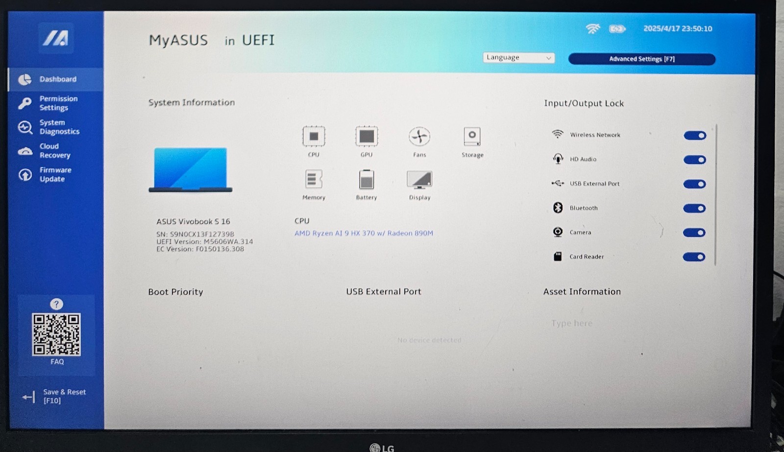 ASUS Vivobook S16 M5606W Laptop AMD Ryzen AI 9 HX 370 32GB Ram NO HD/OS (FL)