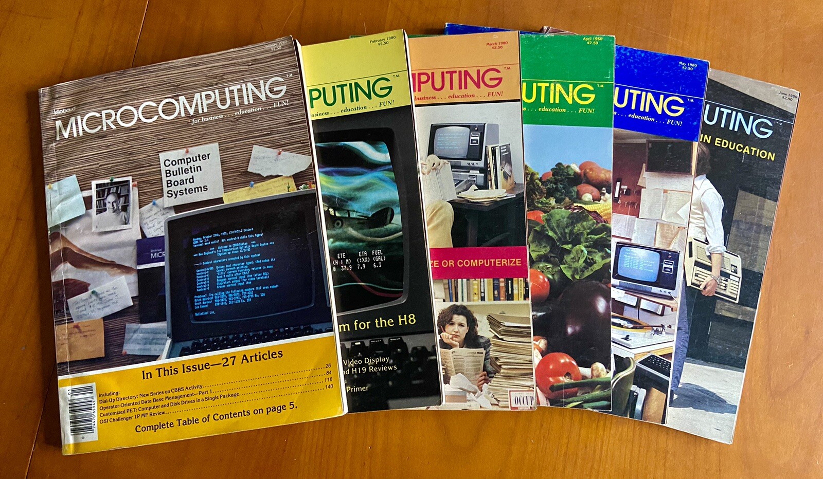 Lot of (6) 1980 Kilobaud Microcomputing Magazines Jan-Jun PET Apple II TRS-80