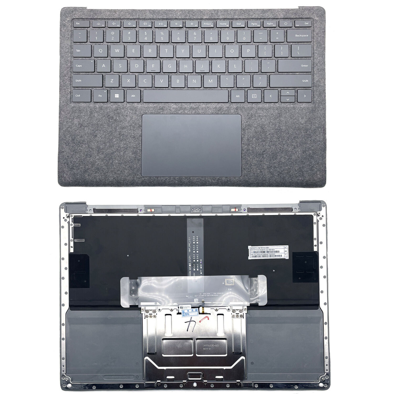 Palmrest For Microsoft Surface 3 4 1867 1868 1950 Keyboard Backlit Gray 13.5" US
