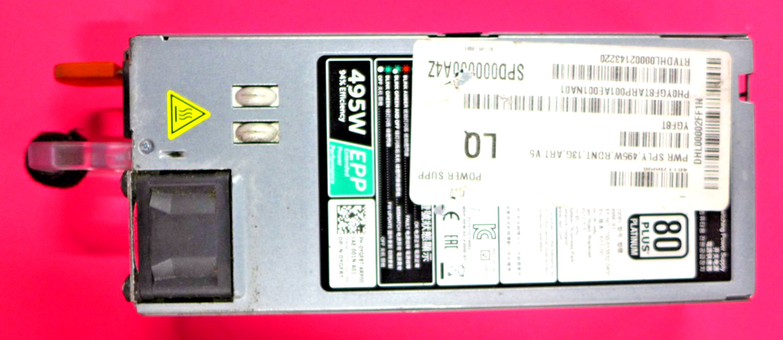 Dell PowerEdge 495W 80 Plus Platinum Power Supply E495E-S1 YGF8T