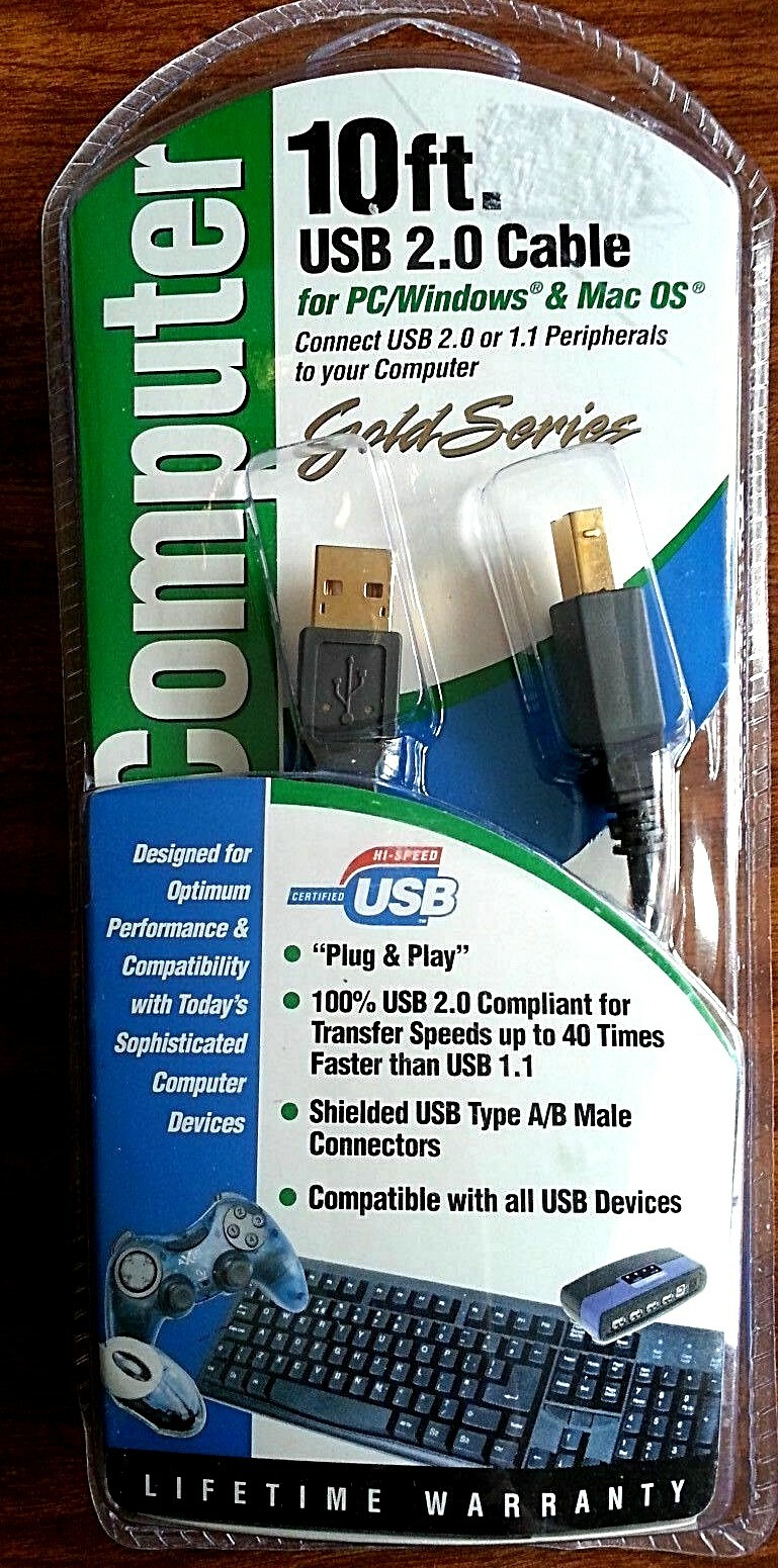 TriQuest USB 2.0 CABLE 10 FT FOR PC and MAC Gold Serie Vintage