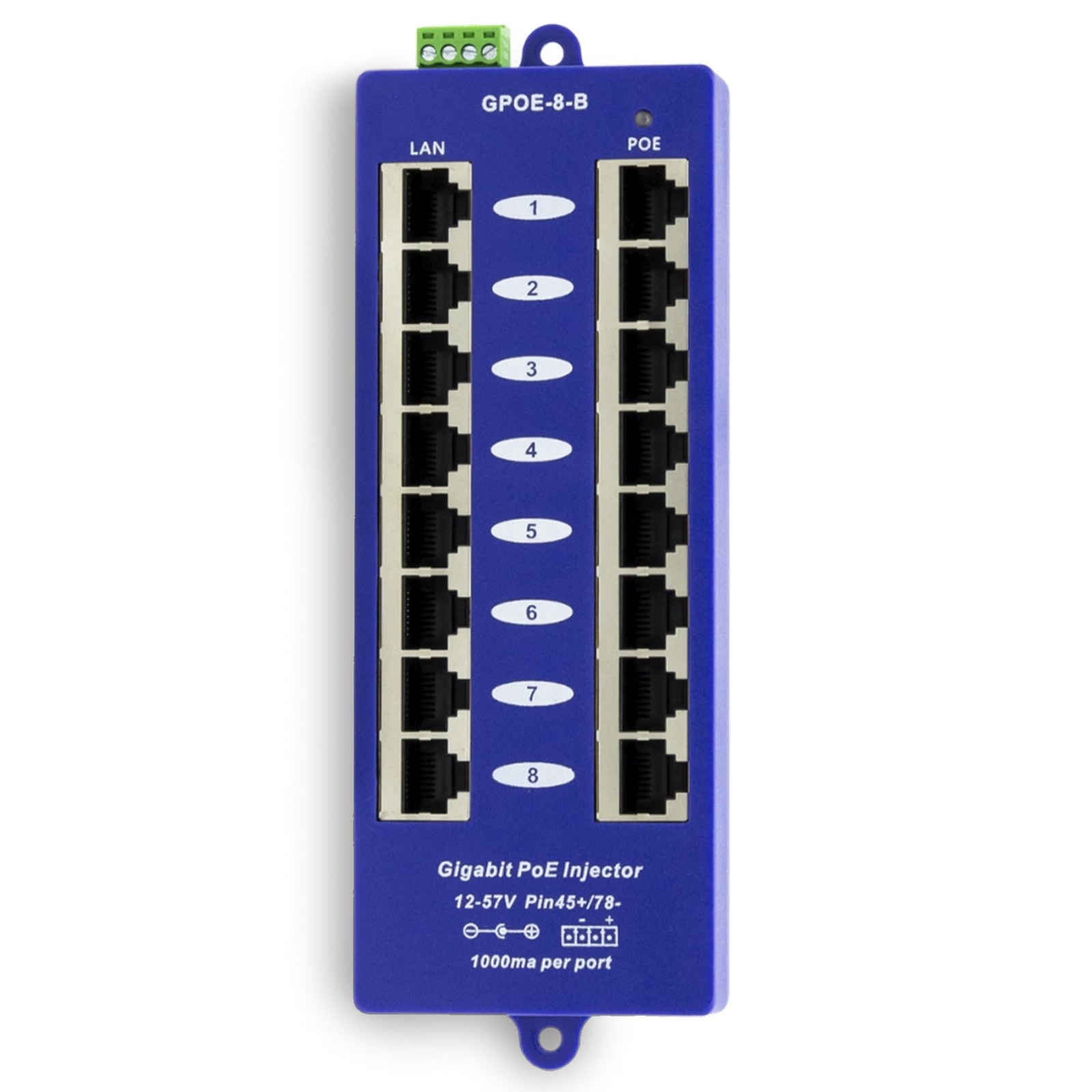 PoE Texas 8-Port Gigabit Passive PoE Injector, 24V 60W Supply