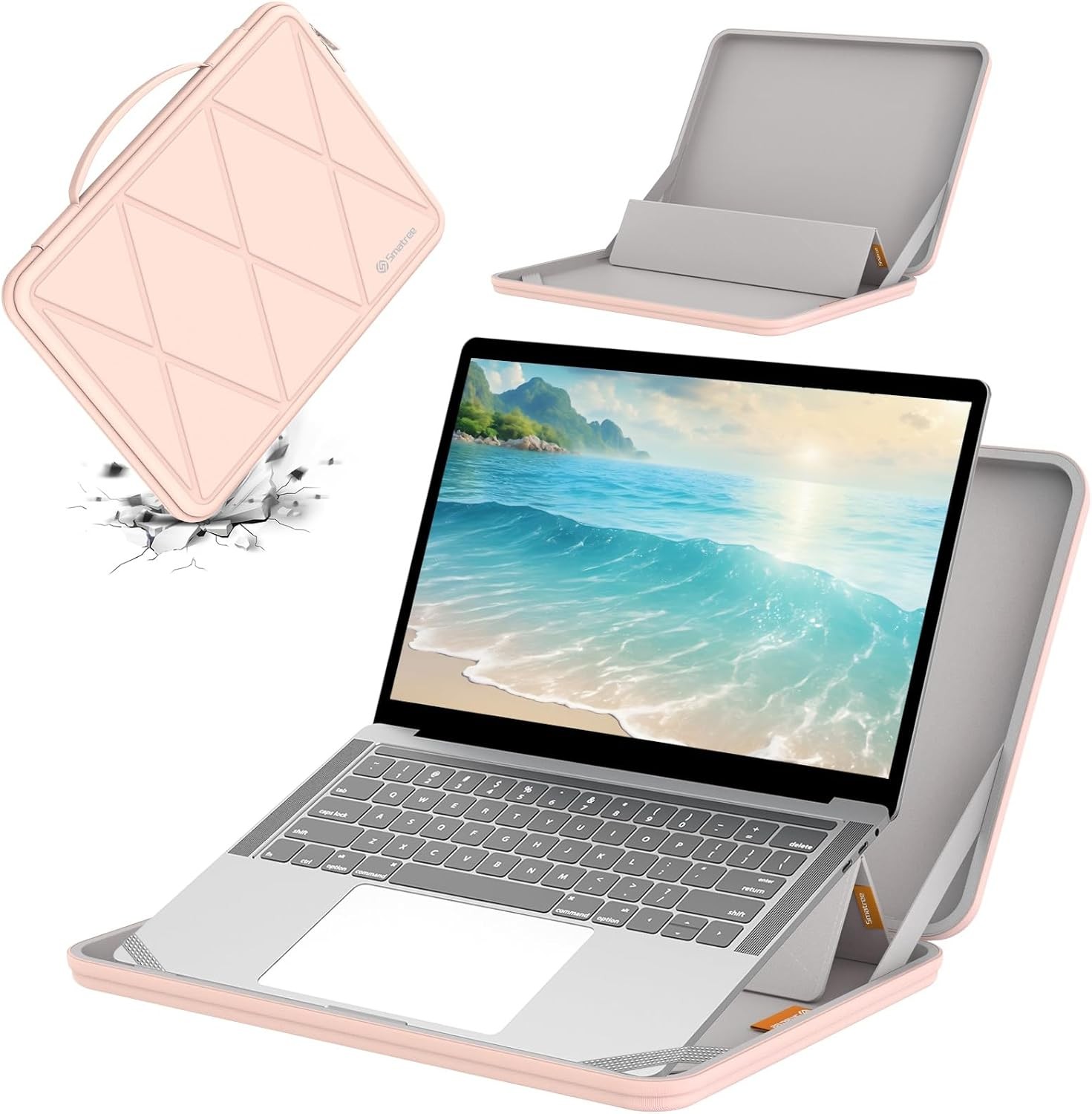 MS79T Hard EVA Case with Stand for 15.6" HP Envy X360 15-fh0097nr, Pink