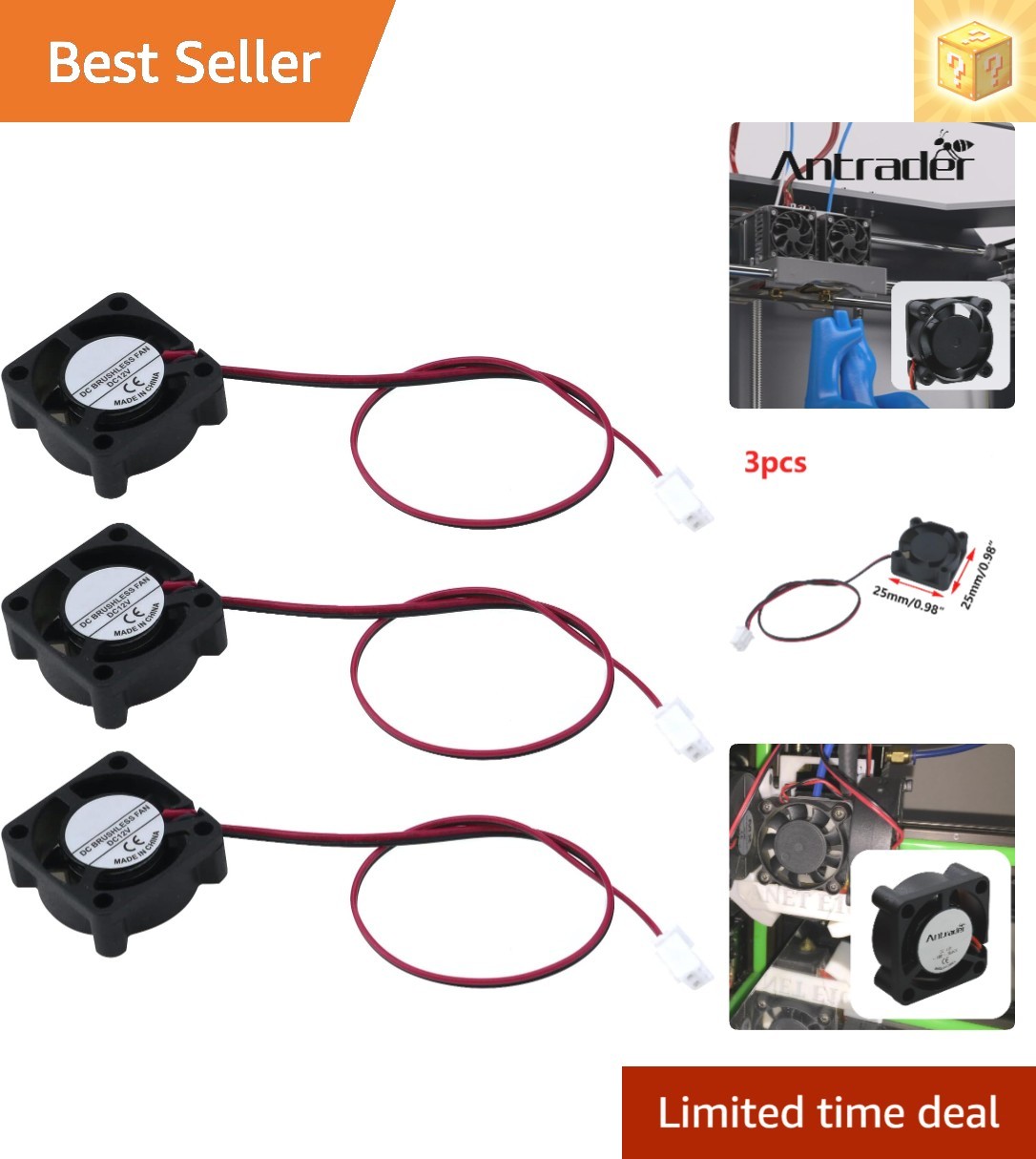 Ultra Compact 3Pcs 12V Brushless Cooling Fans – Perfect for DIY Electronics
