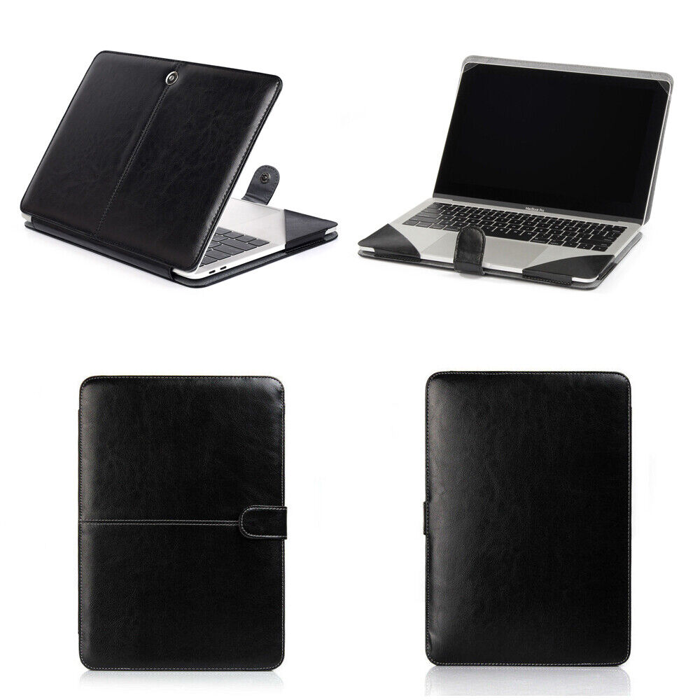 Black Leather Book Back Cover Sleeve Case For Macbook Air Pro 11\