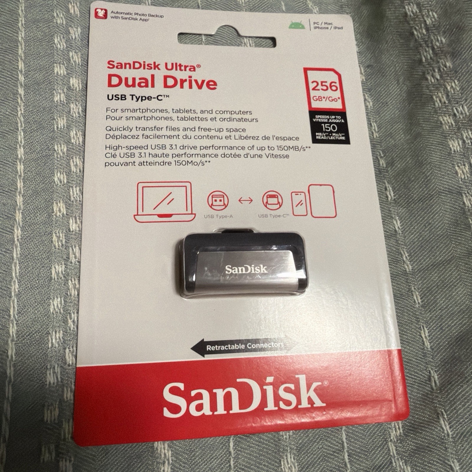SanDisk 256GB OTG Ultra Dual USB TYPE-C USB 3.1 Pen Flash Drive SDDDC2-256G