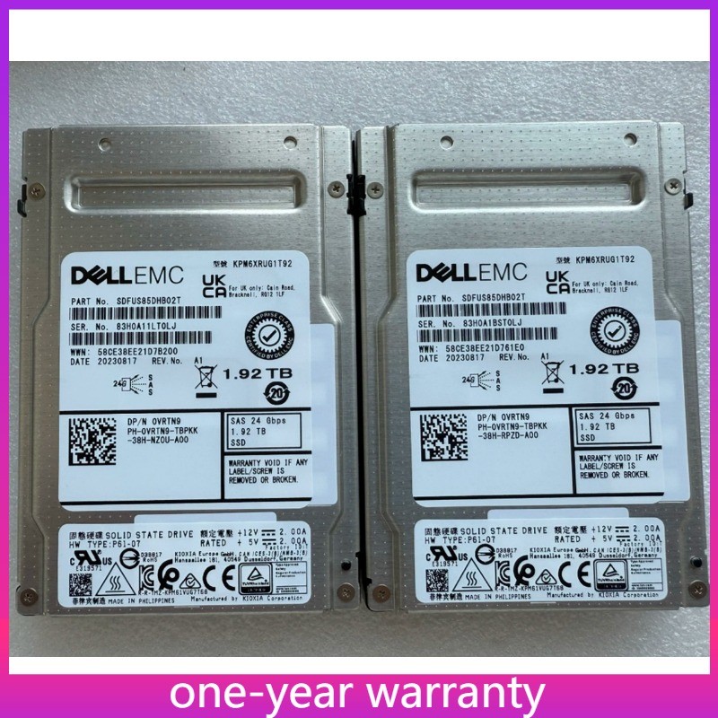 0VRTN9 Dell 1.92TB SAS Read Intensive 2.5in 24GB/s SSD G14 15 16 Tray New