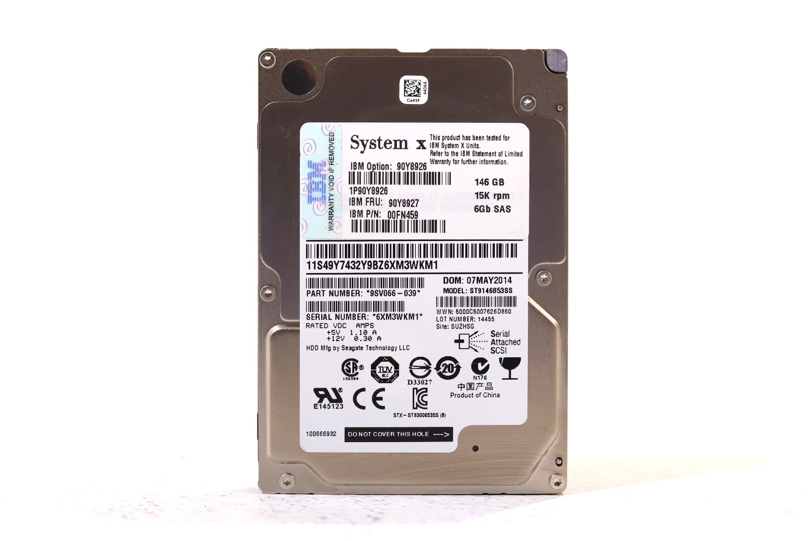 IBM ST9146853SS 146GB 2.5" 6Gb/s 15K RPM SAS Hard Drive FRU P/N: 90Y8927 Tested