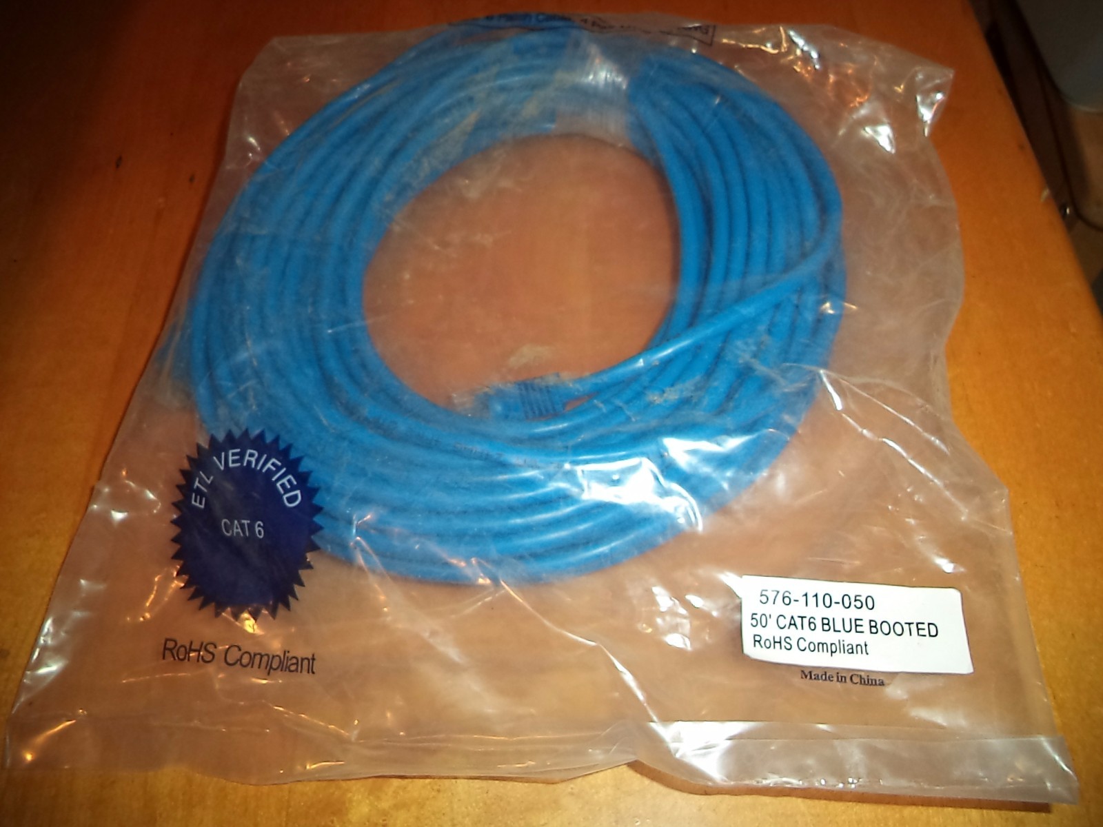 NEW Category 6 Patch Cable Blue 50 ft 576-110-050 CAT6 Booted 4 Pair UTP 24 AWG