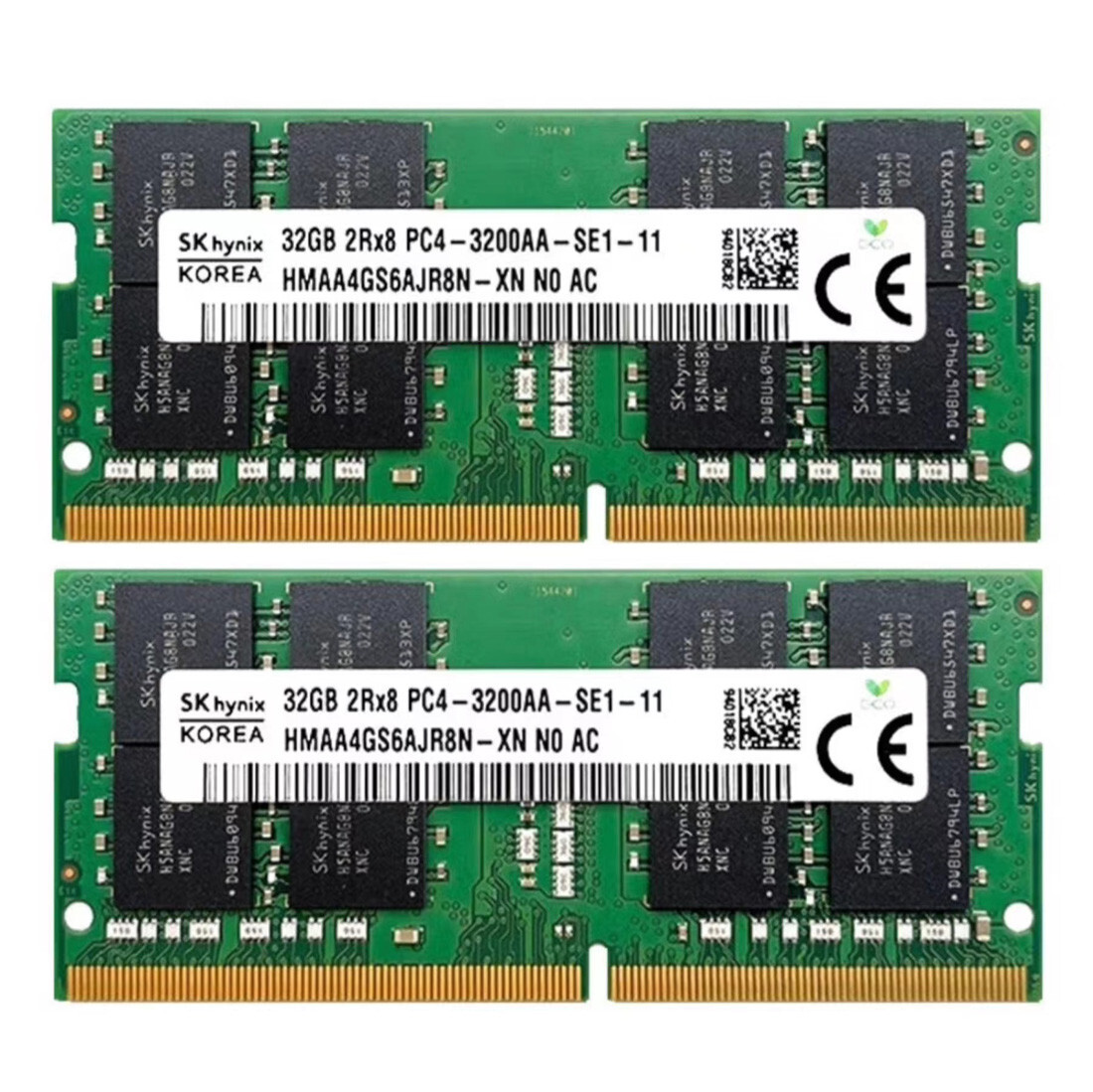 Hynix 64GB (2X32GB) DDR4 3200MHz PC4-25600 2RX8 SODIMM Memory Ram HMAA4GS6AJR8N