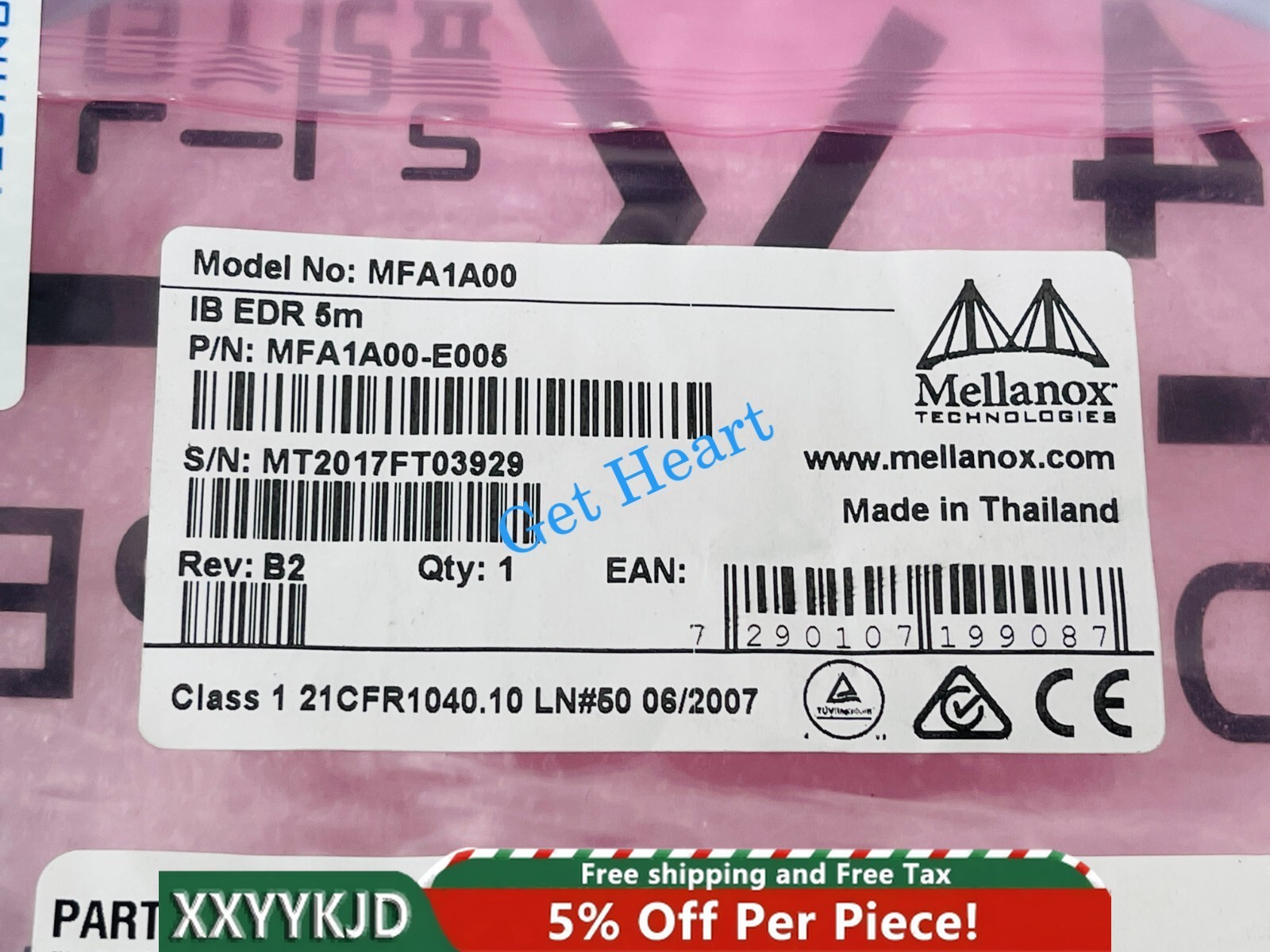 NEW Mellanox MFA1A00-E005, QSFP28 5M Active Optical Cable FedEx or DHL or UPS