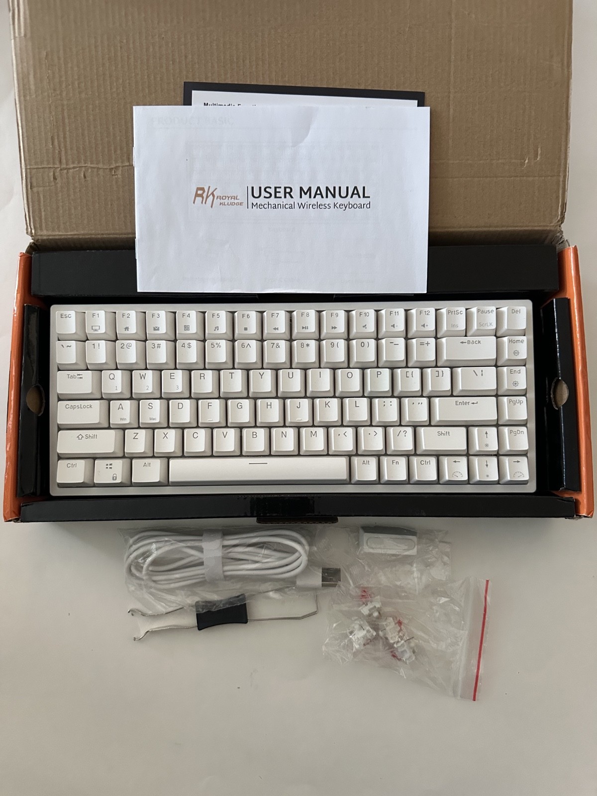 Royal Kludge RK84 Mechanical Keyboard White Tri-Modes - Red Switch