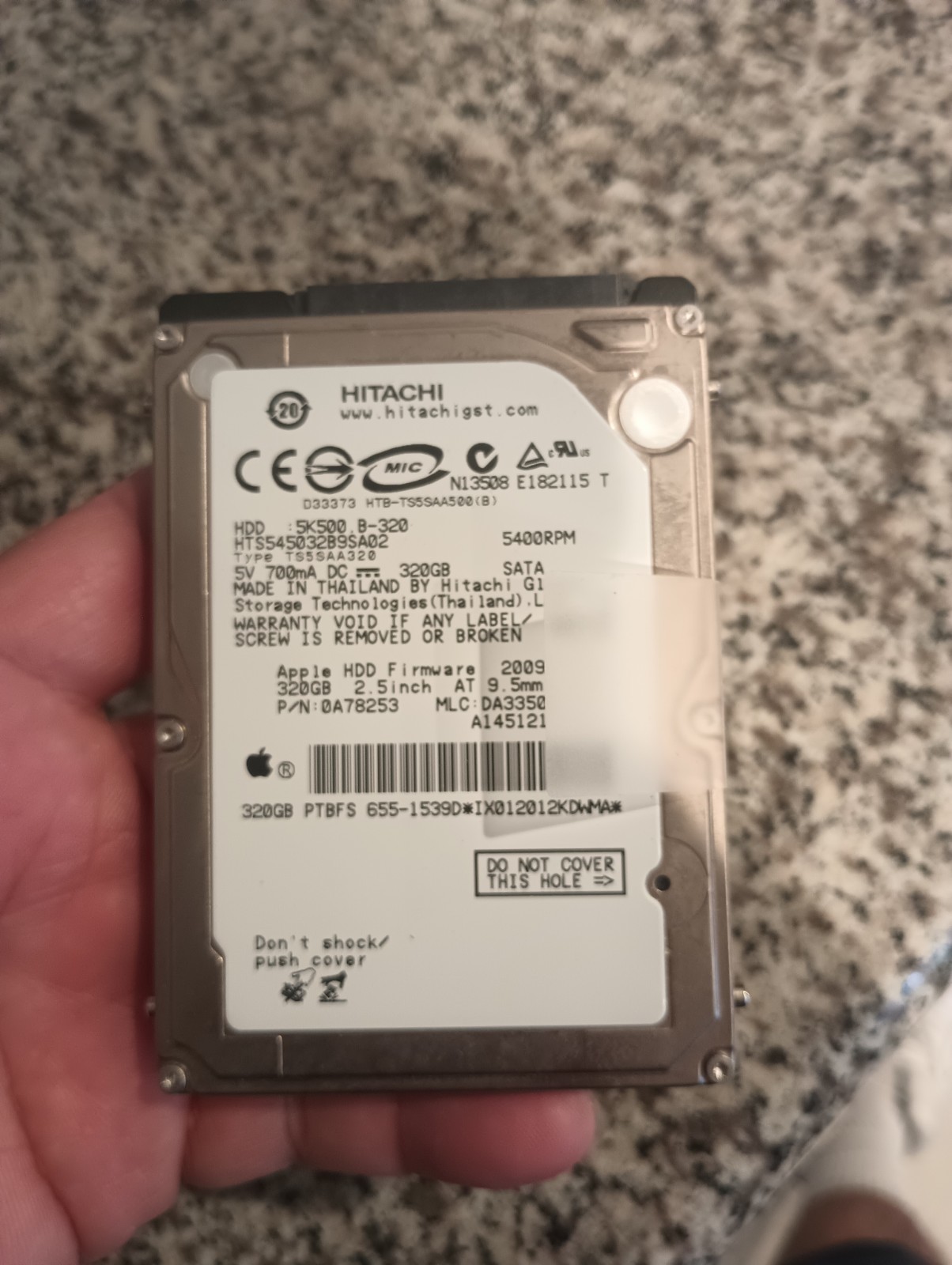 Apple Label Hitachi Travelstar 5K250 120GB 2.5" SATA Macbook HDD (