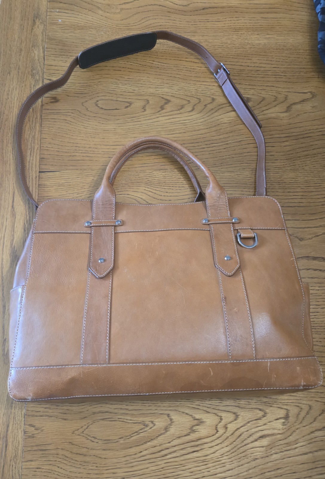 Vintage Franklin Covey Full Grain Leather Briefcase Laptop Bag Organizer Case