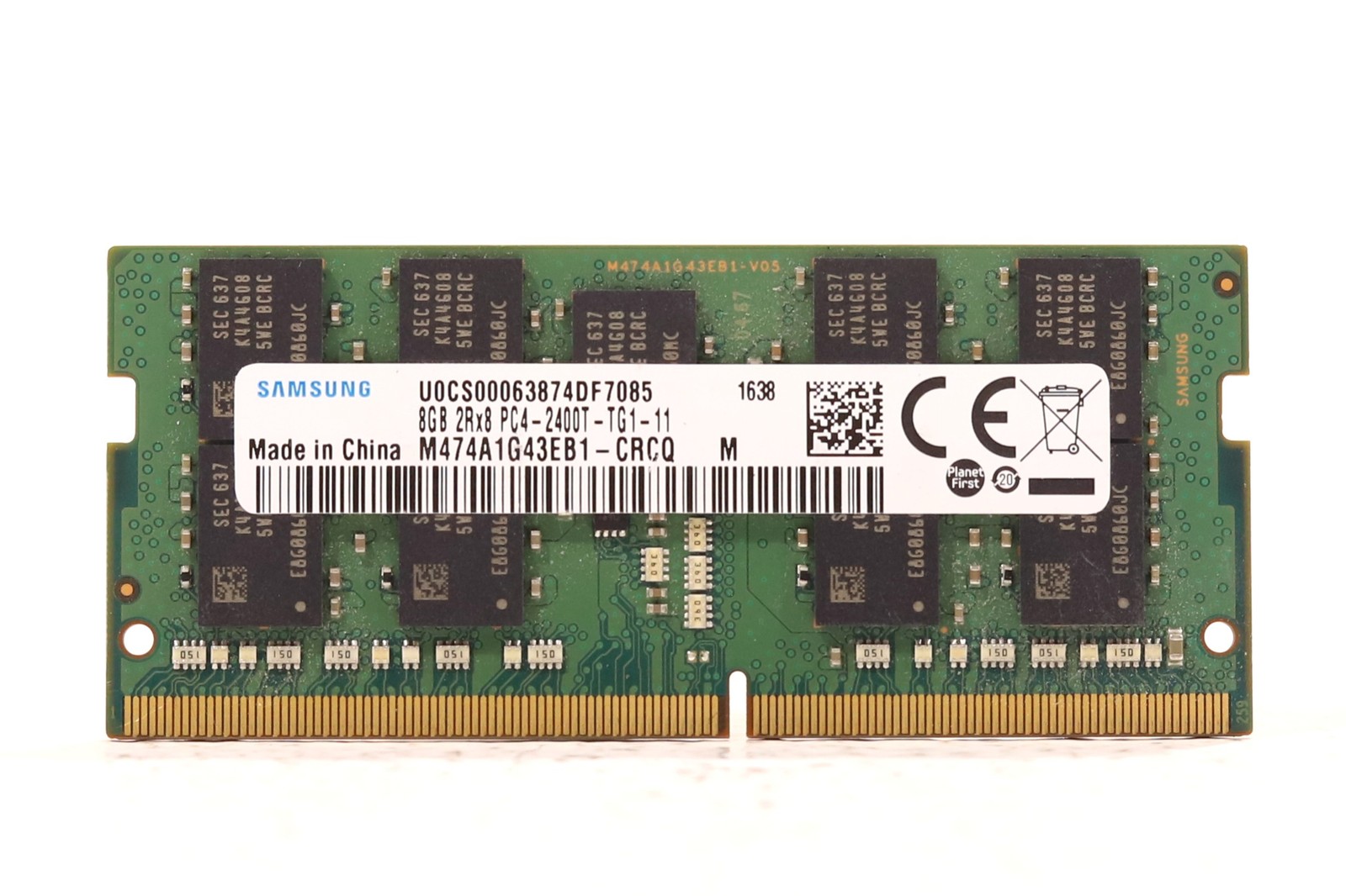 Samsung 8GB 2Rx8 PC4-2400T-TG1-11 ECC Unbuffered Memory P/N: M474A1G43EB1-CRCQ