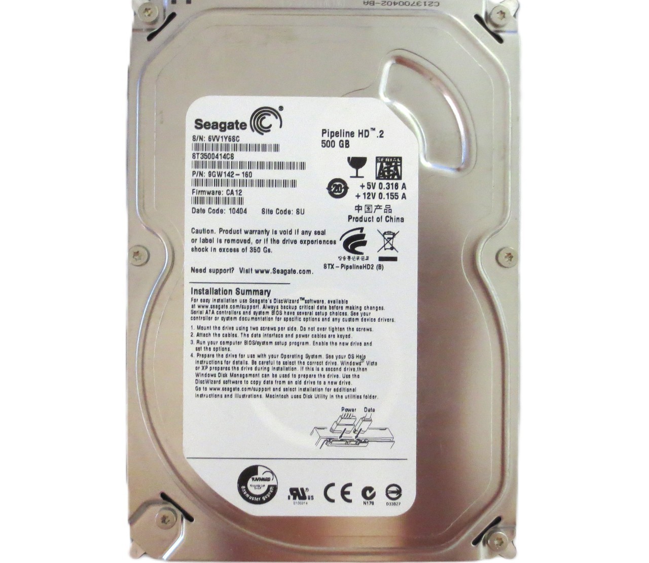 Seagate ST3500414CS 9GW142-160 CA12 (6VV) SU China 500gb 3.5" Sata HDD 04/2010