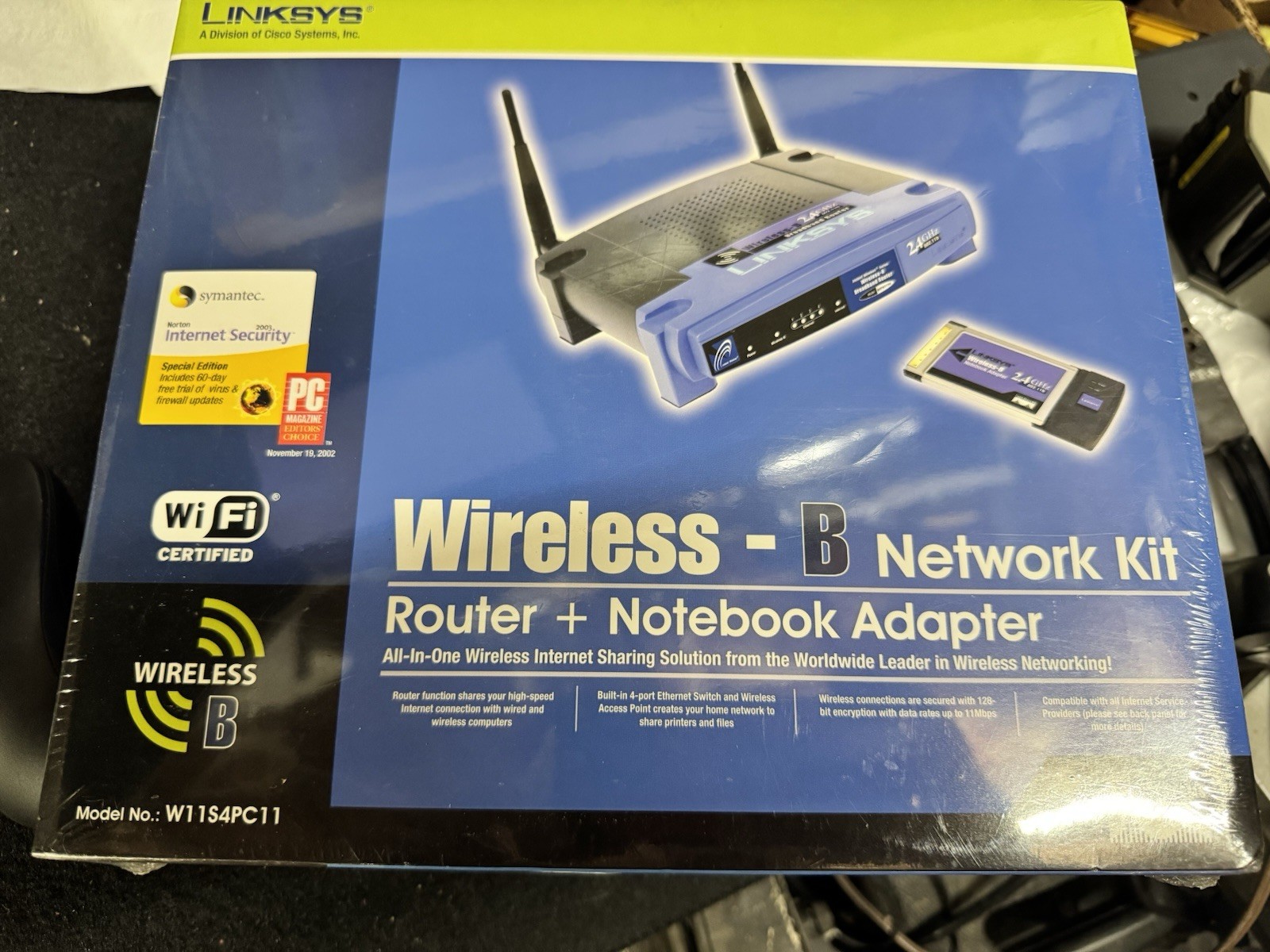 NEW Linksys Wireless-B Network Kit Router+Notebook Adapter W11S4PC11 Sealed