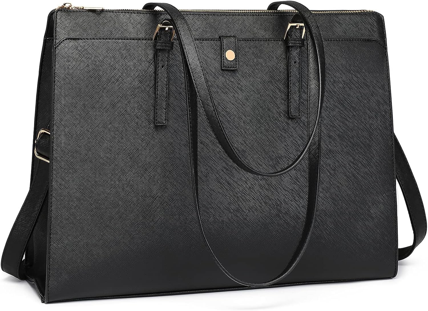 Leather Laptop Tote Bag for Women 15.6 Inch Computer Briefcase - Waterproof Larg