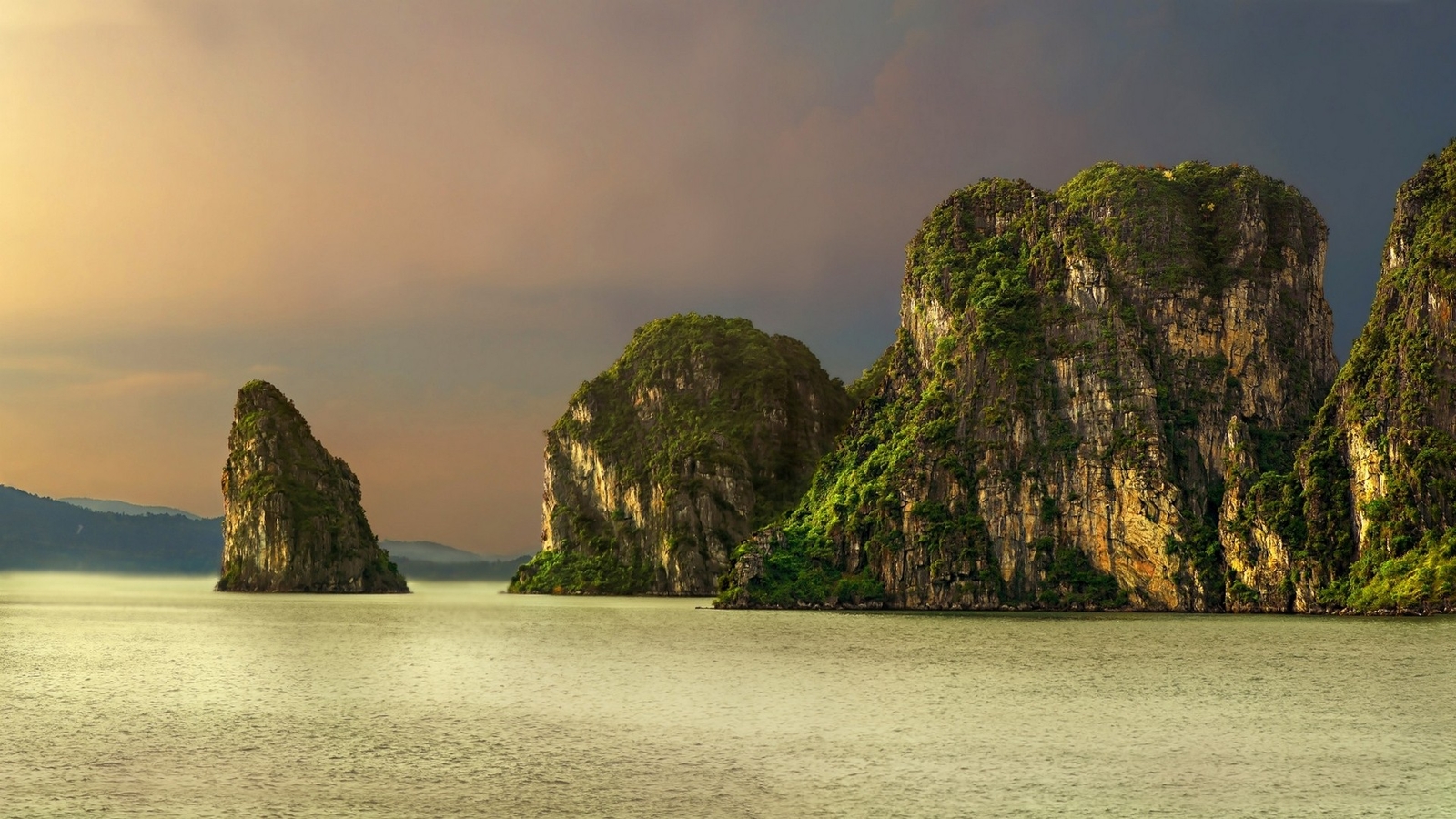 Landscape nature island cliff limestone rocks sunset sea Custom Gaming Mat Desk