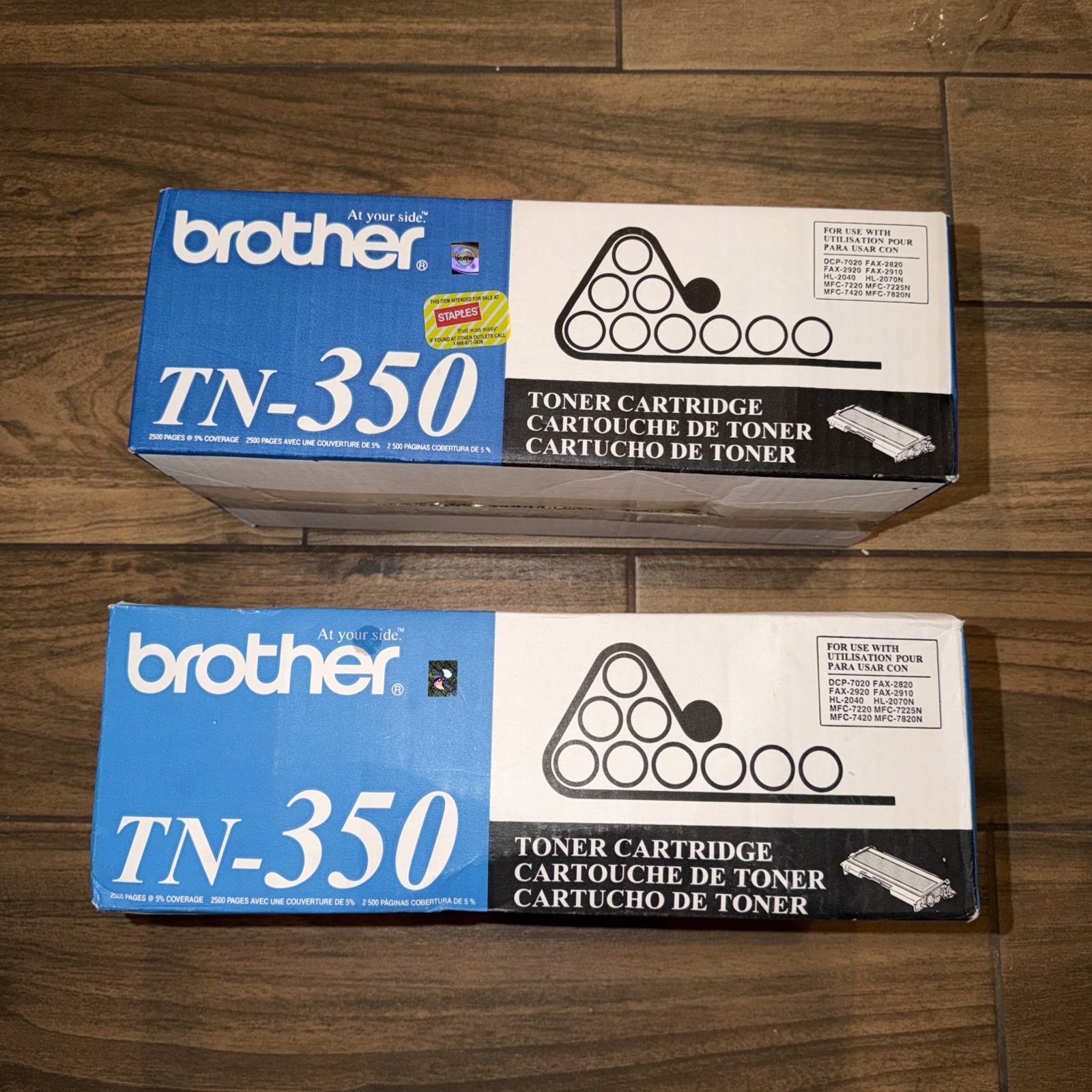 2 Pack OEM Brother TN350 Toner Cartridge 2500 Pages Yield New Sealed Original