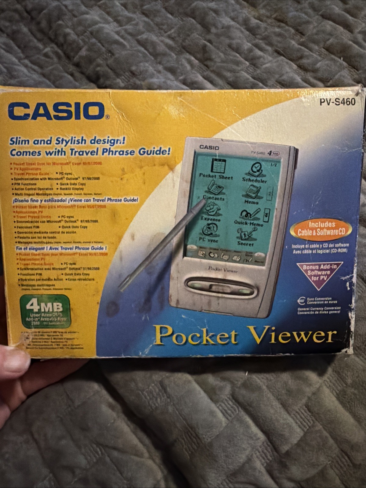 Casio PV-S460 Pocket Viewer PDA 4MB Boxed Complete w/ PC Sync Cable CD Non Workn