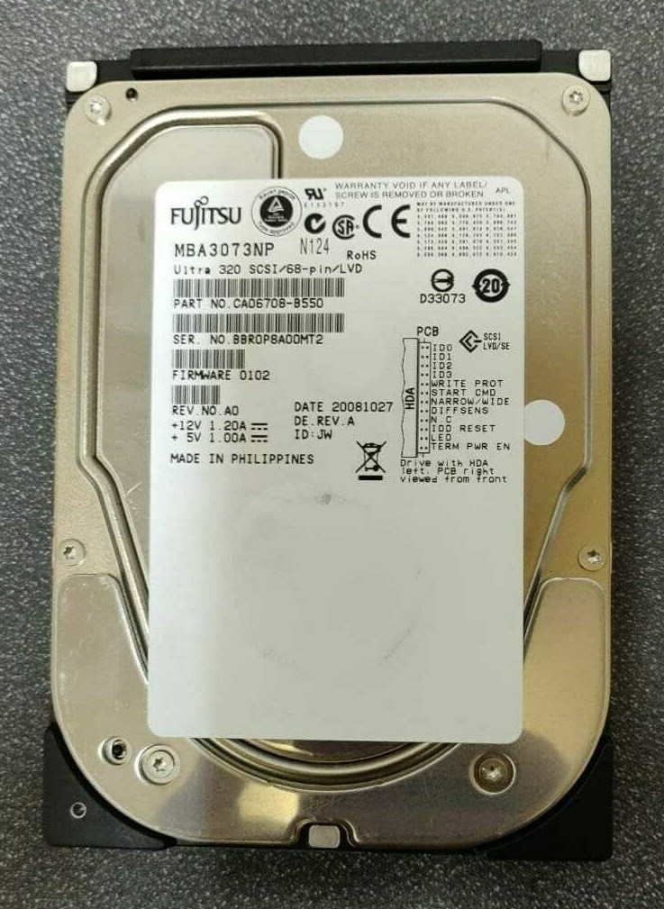 Fujitsu MBA3073NP 73GB 15K RPM 68-Pin SCSI 3.5" Hard Disk Drive