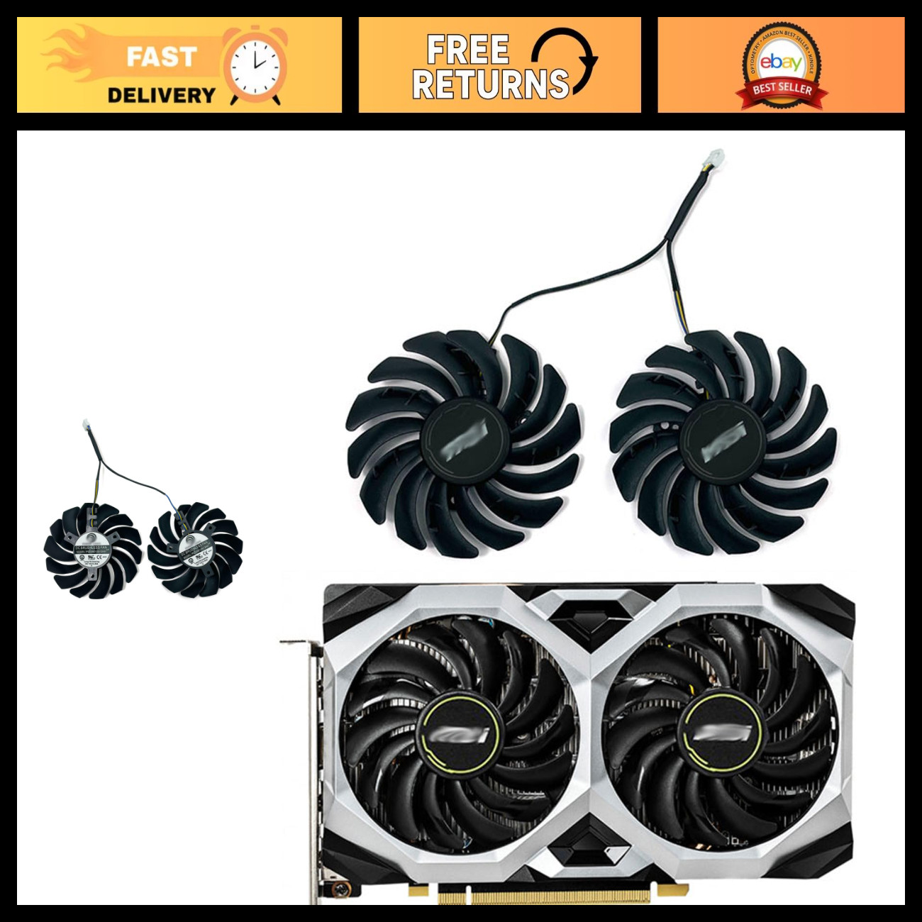 2pcs 87mm GPU Cooling Fans for GeForce GTX 1660 Super 1660Ti RTX 2060 - High Per