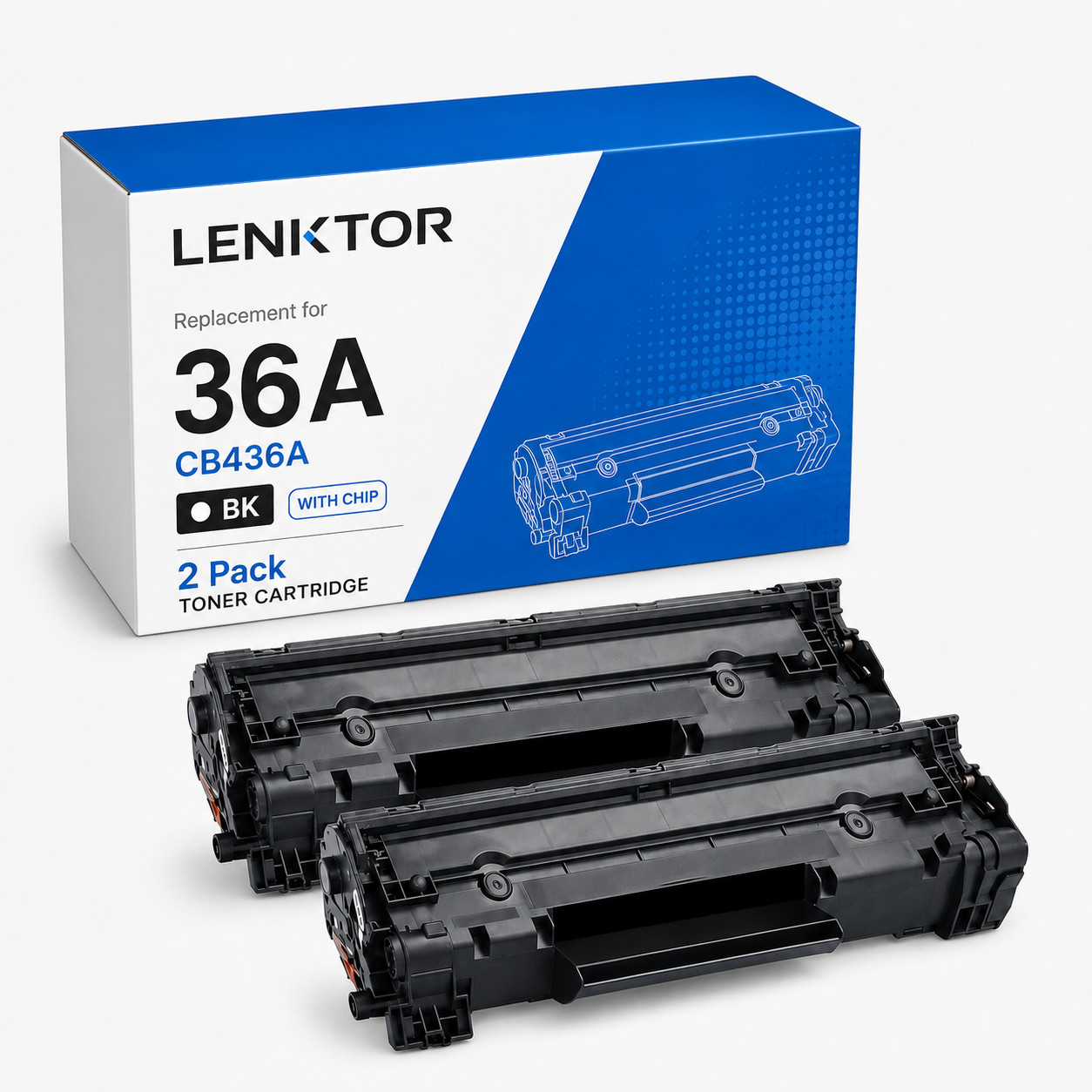 36A CB436A 2PK Toner Cartridge for P1505 P1505n M1120 M1522nf M1550 LaserJet