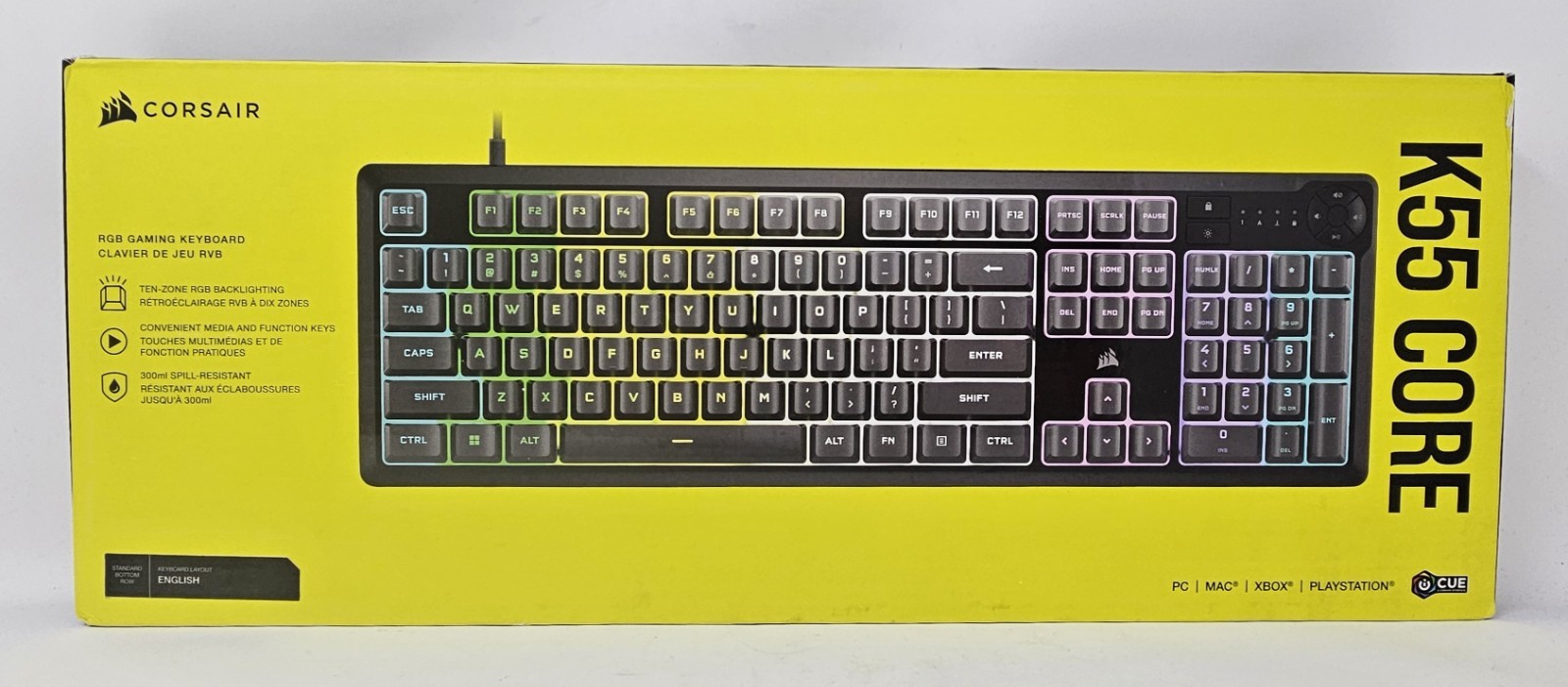 Corsair K55 CORE RGB Gaming Keyboard, CH-9226D65-NA, NEW-SEALED
