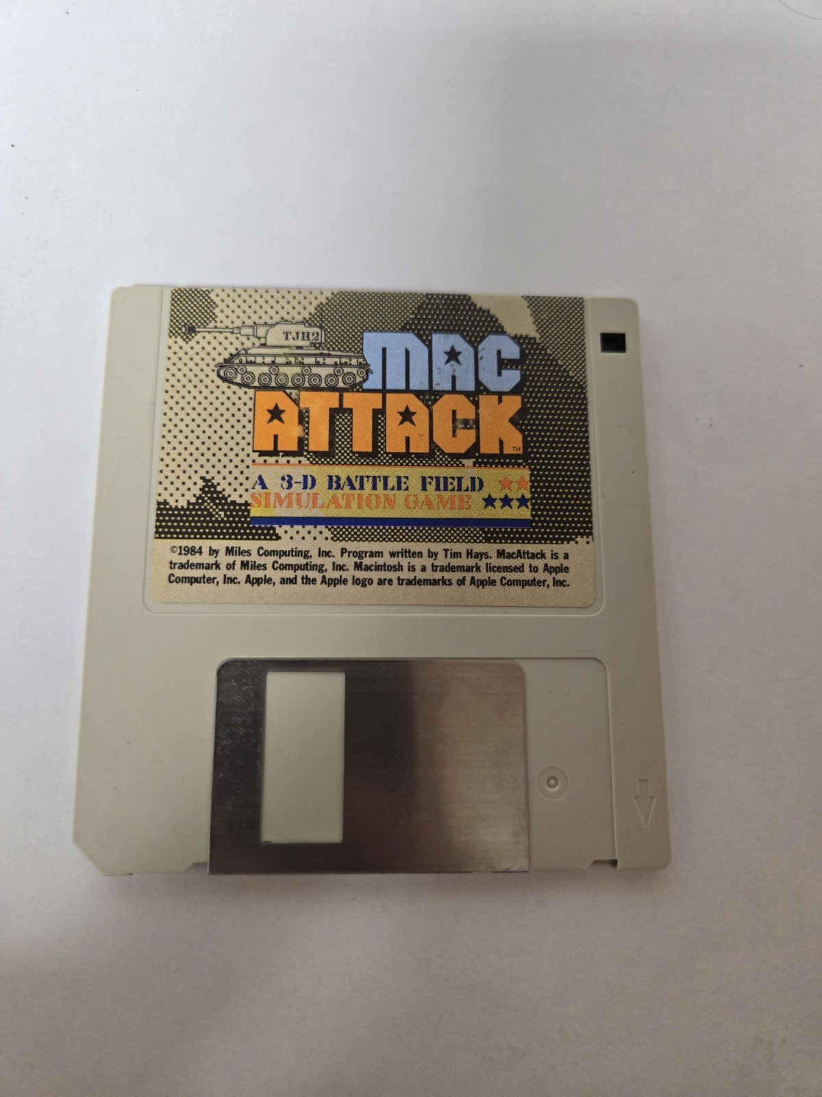 Vintage 1984 MAC ATTACK 3-D Battle Field Simulation Game 3.5” Floppy Disk