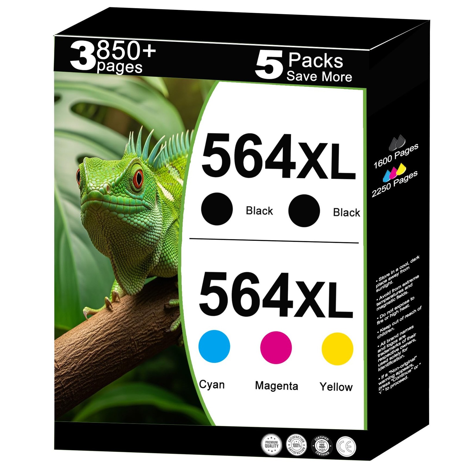 HP 564XL 5 Pack Ink Cartridges Black Cyan Magenta Yellow for 7520 6520 5520