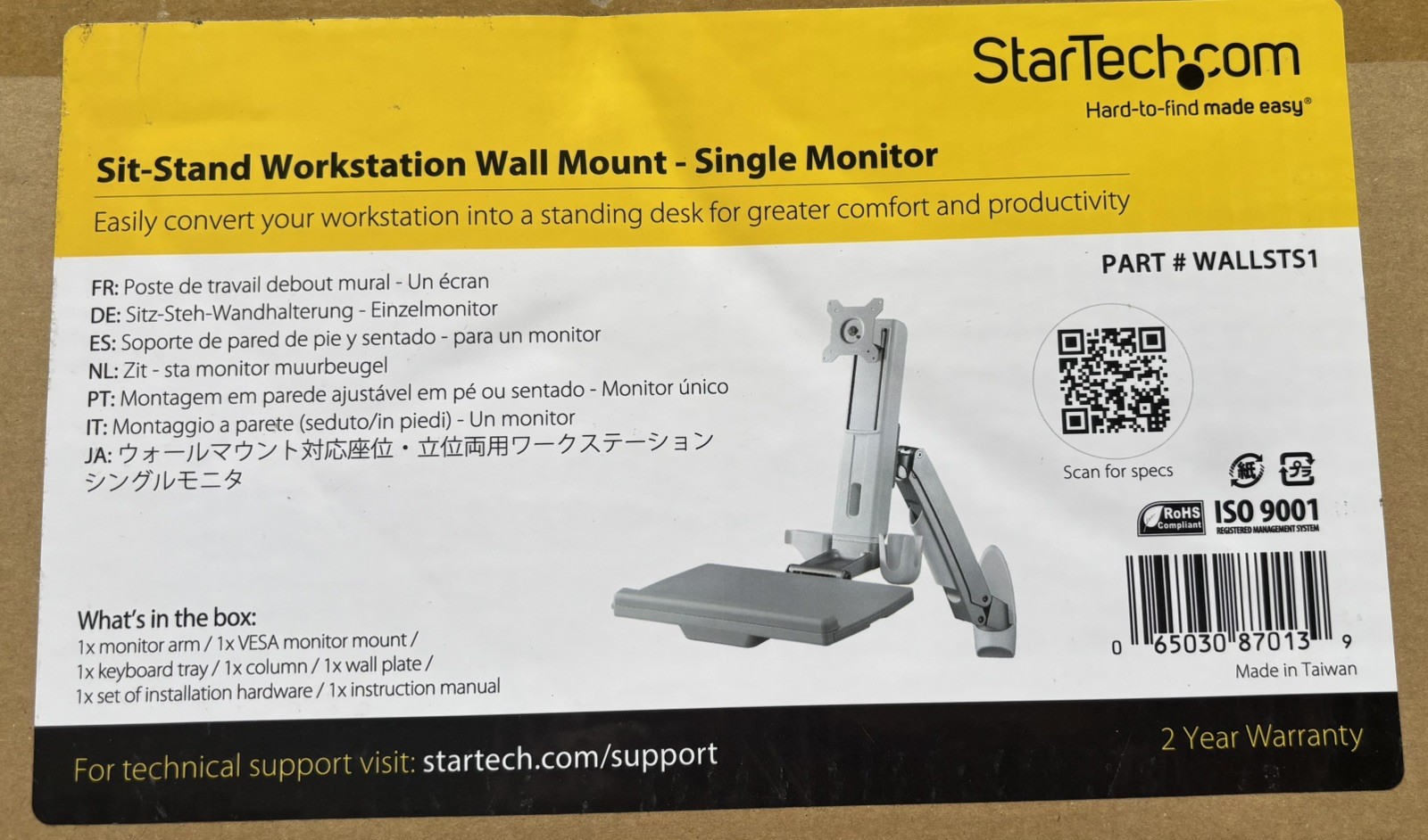 StarTech sit-stand workstation wall mount 