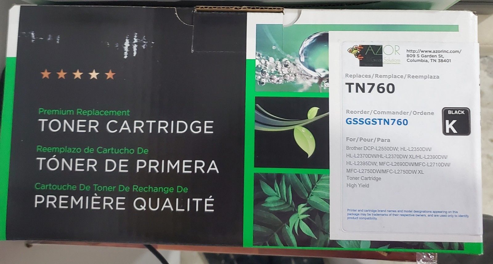 CLOVER FOR BROTHER TN-760 REORDER 201184P BLACK TONER CARTRIDGE TN760