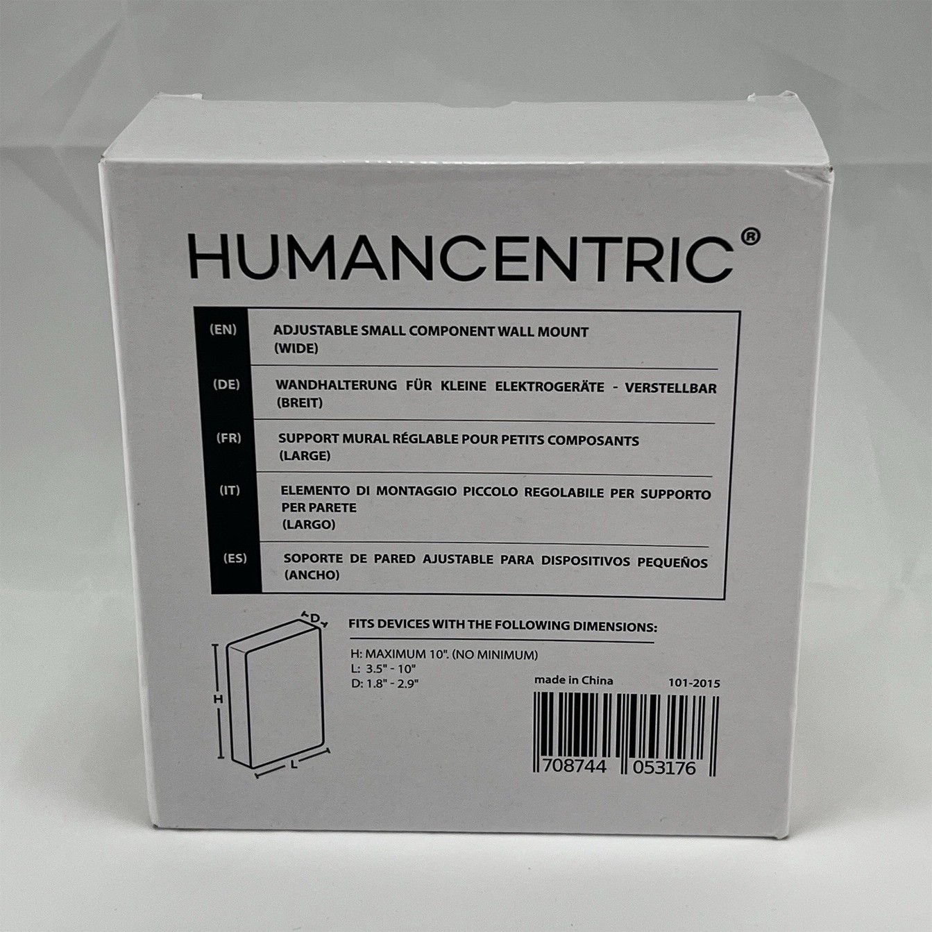 Humancentric Adjustable Wide Small Component Wall Mount, Black 10x10x2.9"