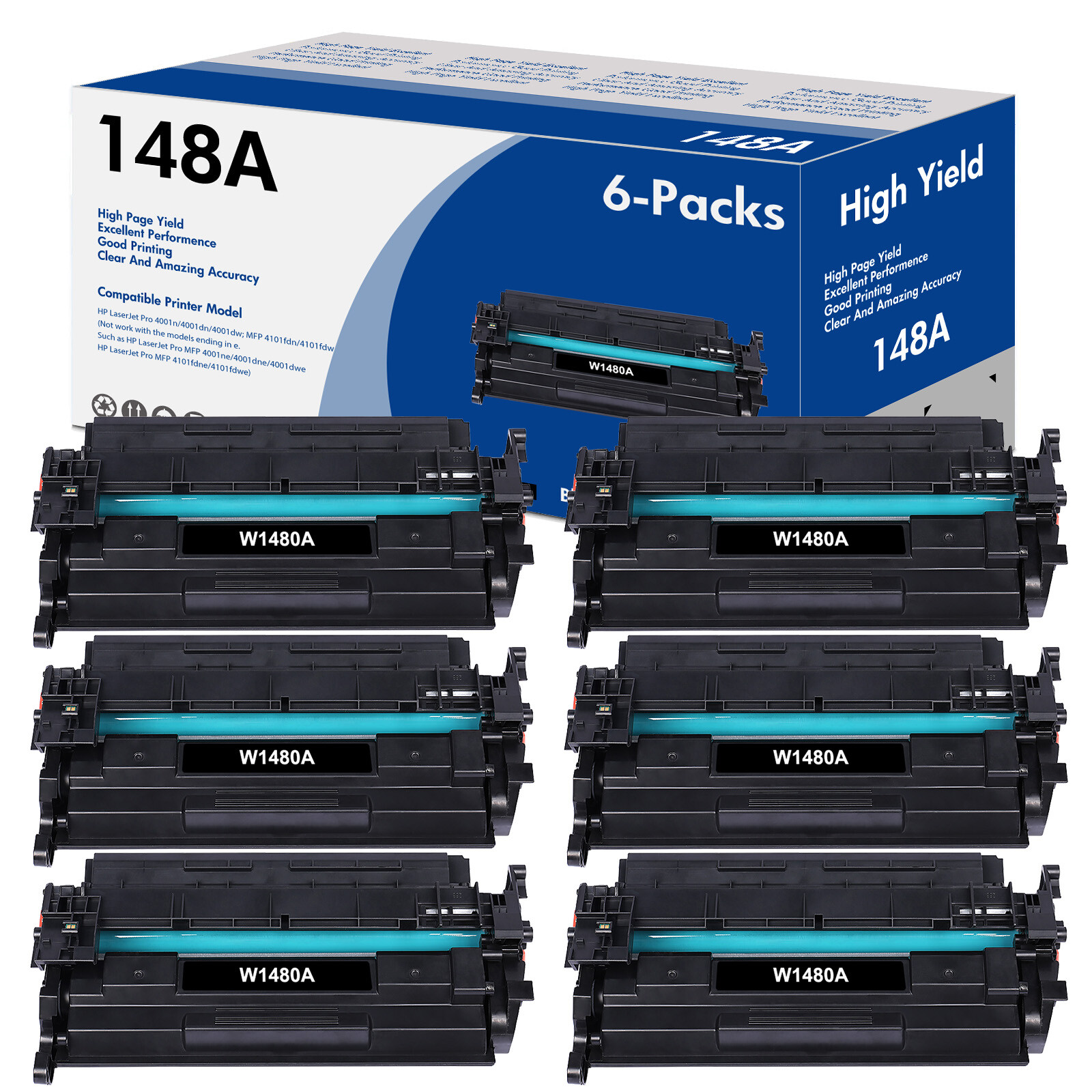 [NO CHIP]W1480A Toner Cartridge for HP LaserJet Pro 4001dn 4001n MFP 4101fdw LOT