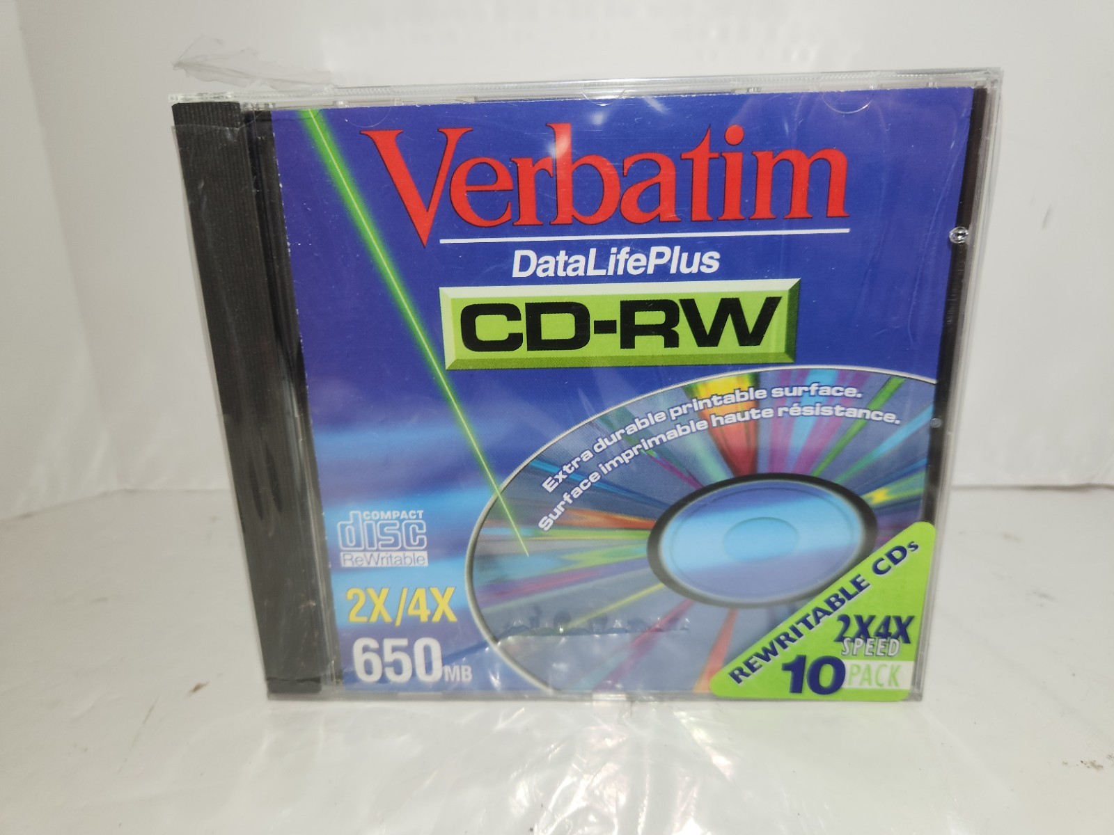 10 Pack Verbatim Data Life Plus CD-RW /650 MB Recordable Discs 1999- NOS