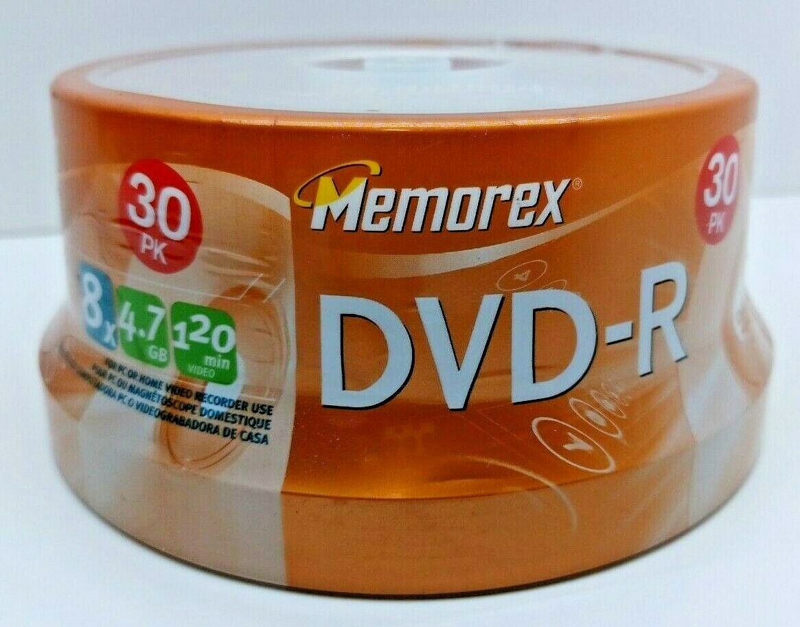 Memorex 30 Pack DVD-R 8X 4.7GB 120Min Video Recordable New Sealed Media Pack