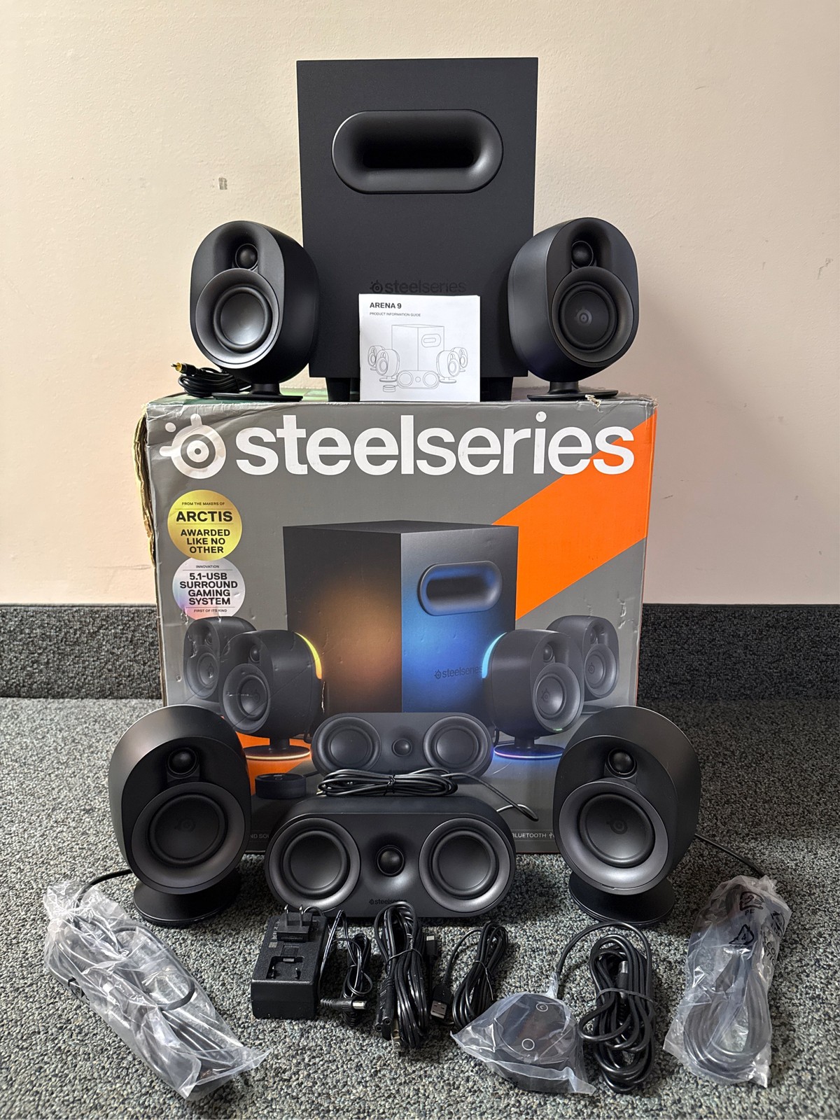 SteelSeries Arena 9 Illuminated 5.1 Desktop Gaming Speakers – 5.1 USB Surround S