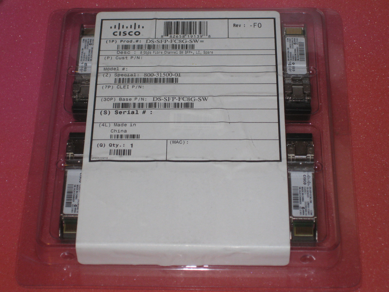 NEW Genuine Cisco DS-SFP-FC8G-SW 8Gb 850nm 10-2418-01 GBIC 8Gbps Transceiver